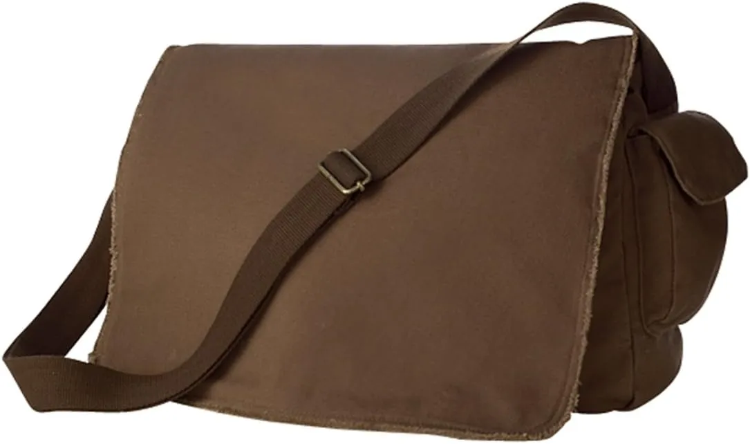 14 oz Pigment-Dyed Raw-Edge Enzyme-Washed Messenger Bag