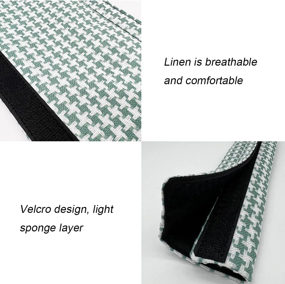 2PCS Car Seat Belt Cover, Cotton Linen Auto Seat Belt Shoulder Pads, Soft Comfortable Vehicle Seat Belt Shoulder Strap Cover Pads Accessories, Universal for Sedan, SUV, Trucks (Green)