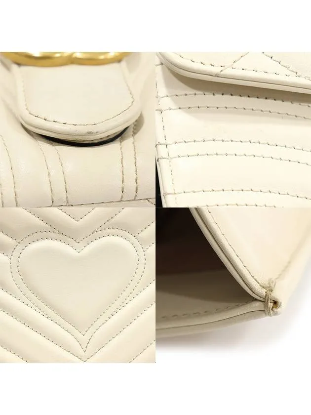 498079 White matelass chevron leather GG Marmont gold clutch