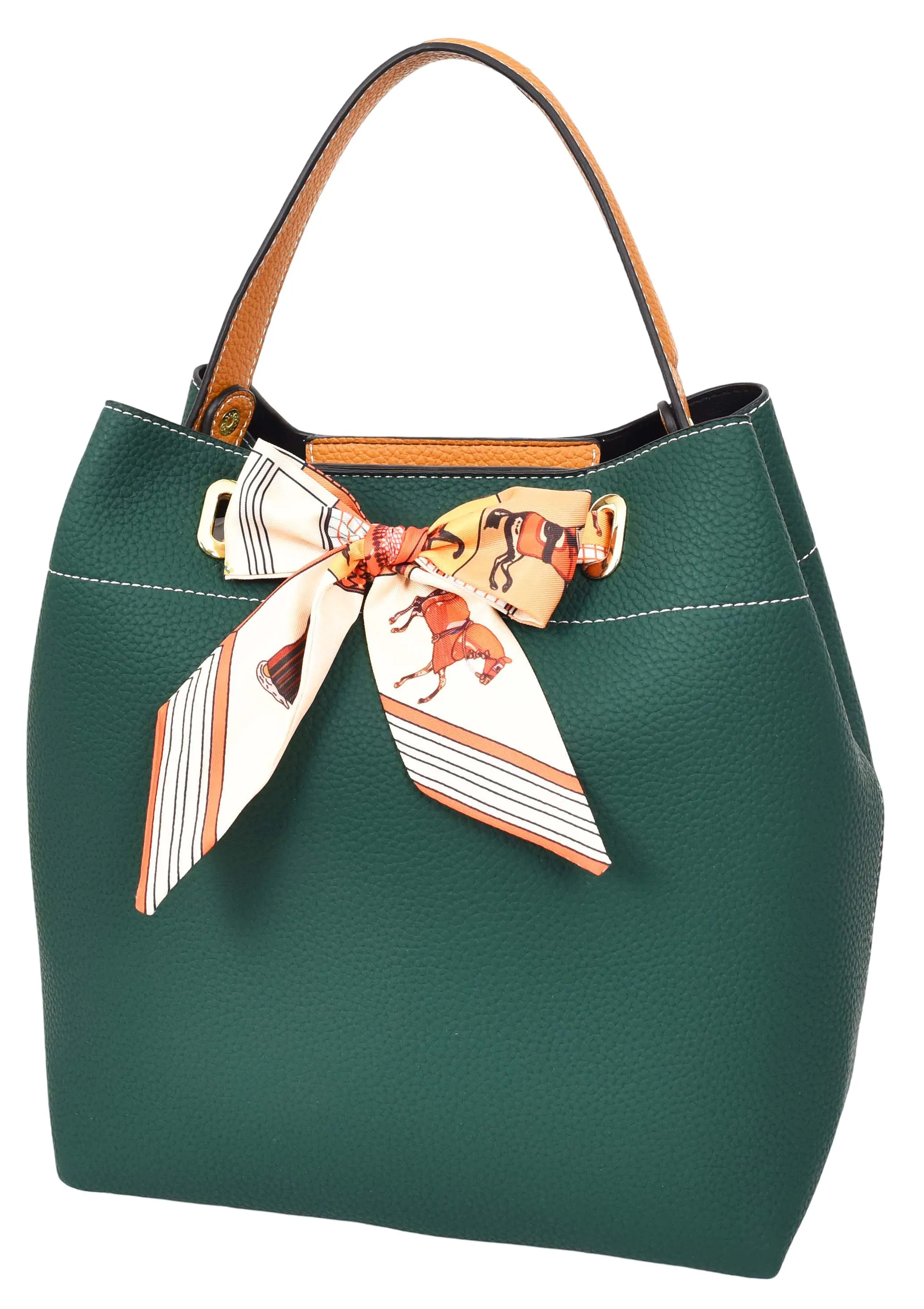 Adele  Women's Faux Leather Large Tote Cosmetics Shoulder Bag Green