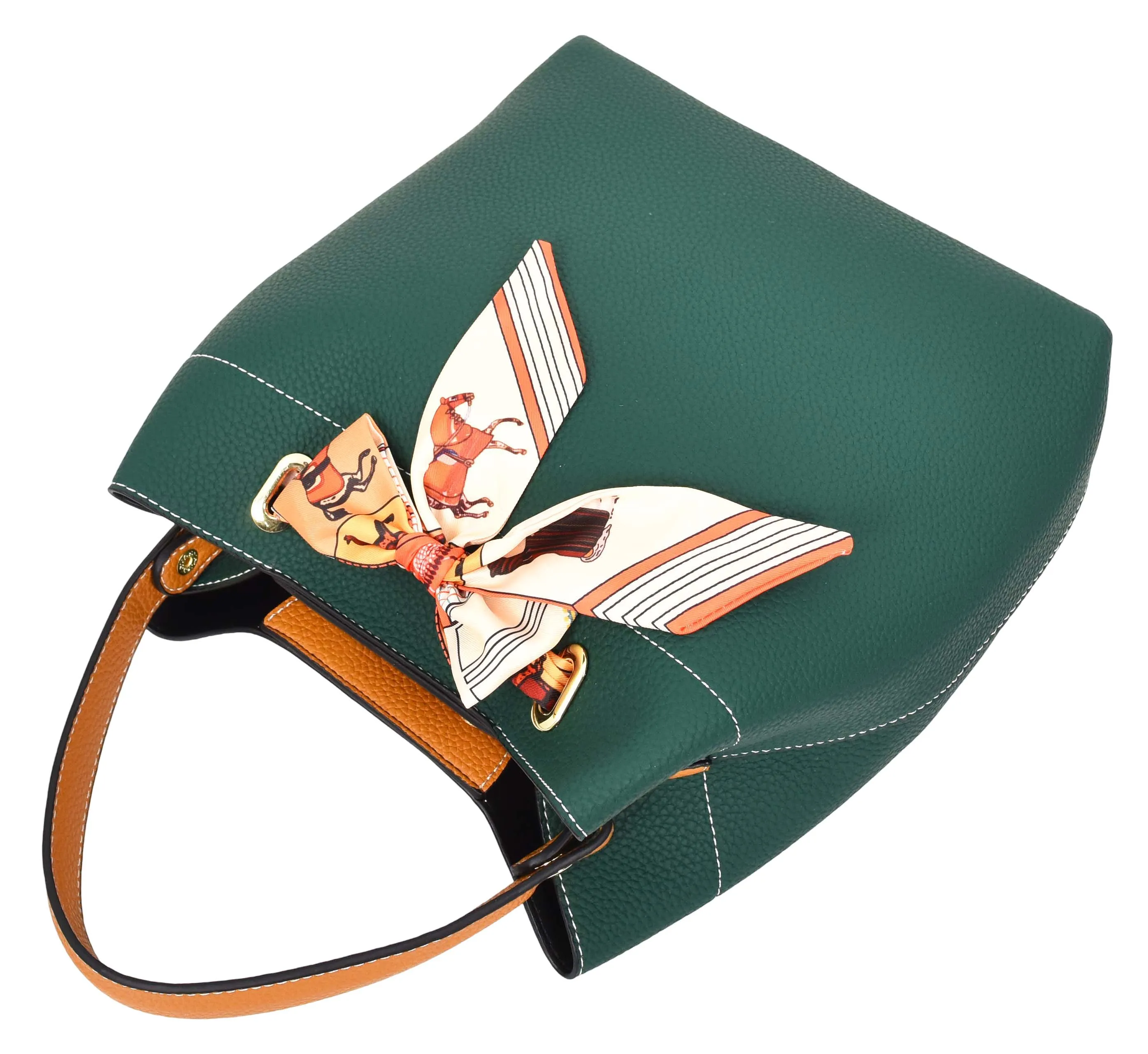 Adele  Women's Faux Leather Large Tote Cosmetics Shoulder Bag Green