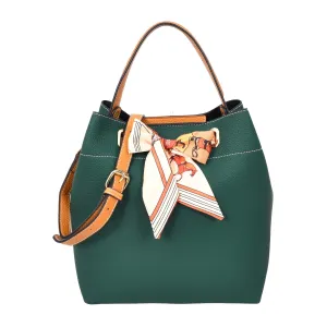 Adele  Women's Faux Leather Large Tote Cosmetics Shoulder Bag Green