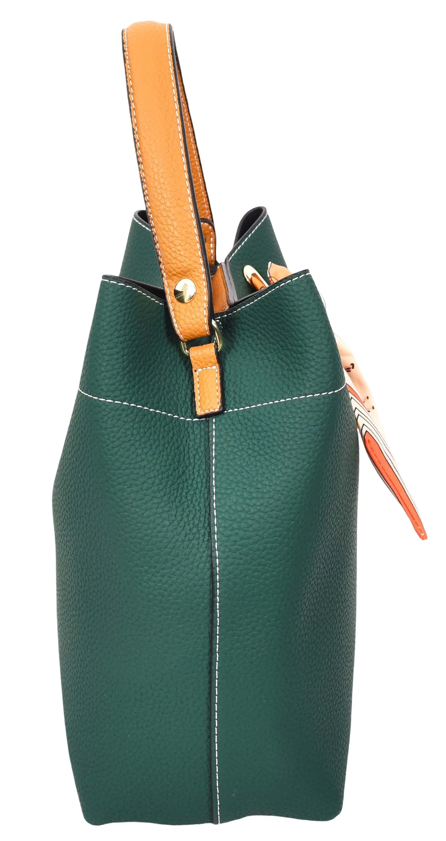 Adele  Women's Faux Leather Large Tote Cosmetics Shoulder Bag Green