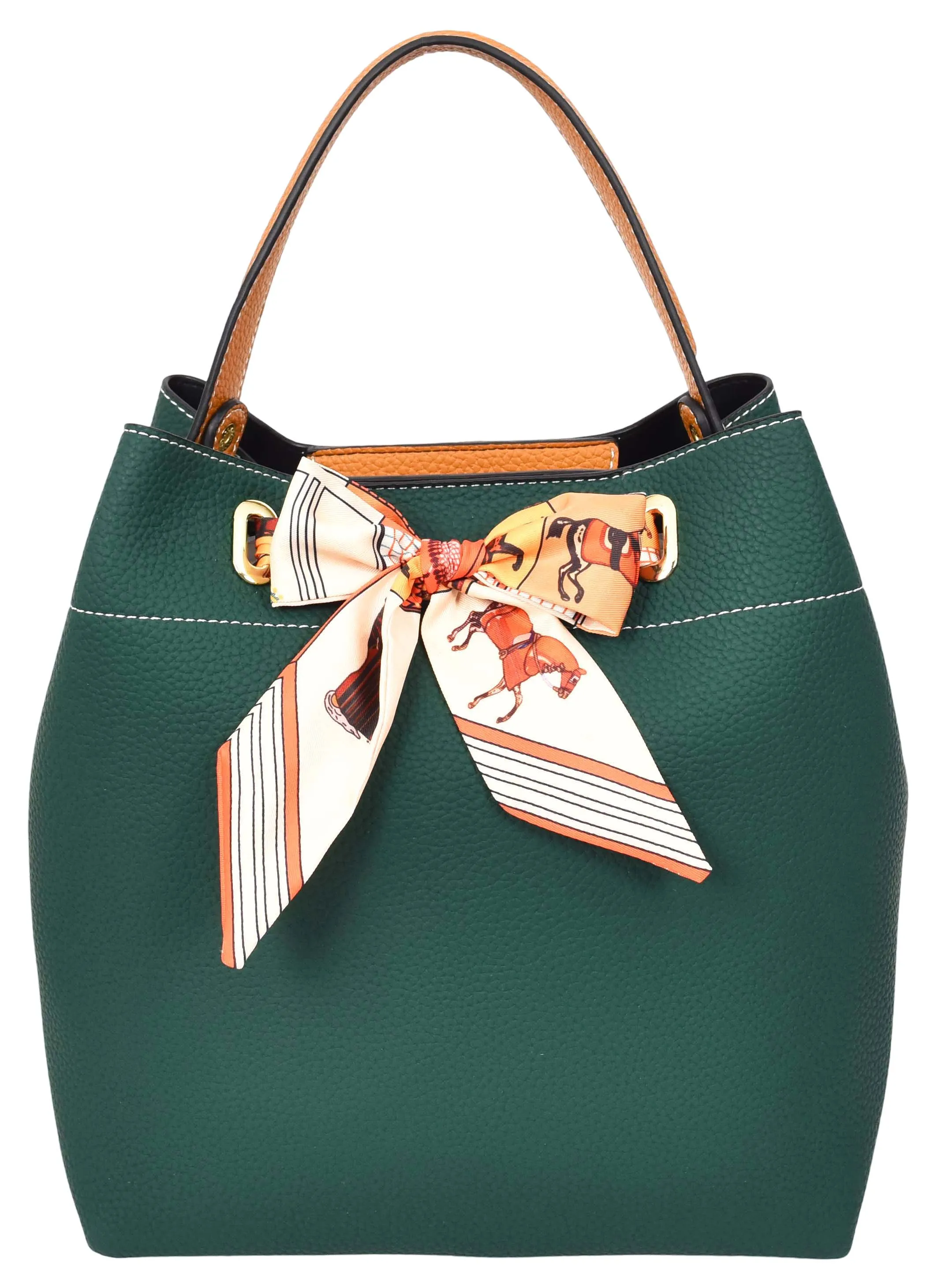 Adele  Women's Faux Leather Large Tote Cosmetics Shoulder Bag Green