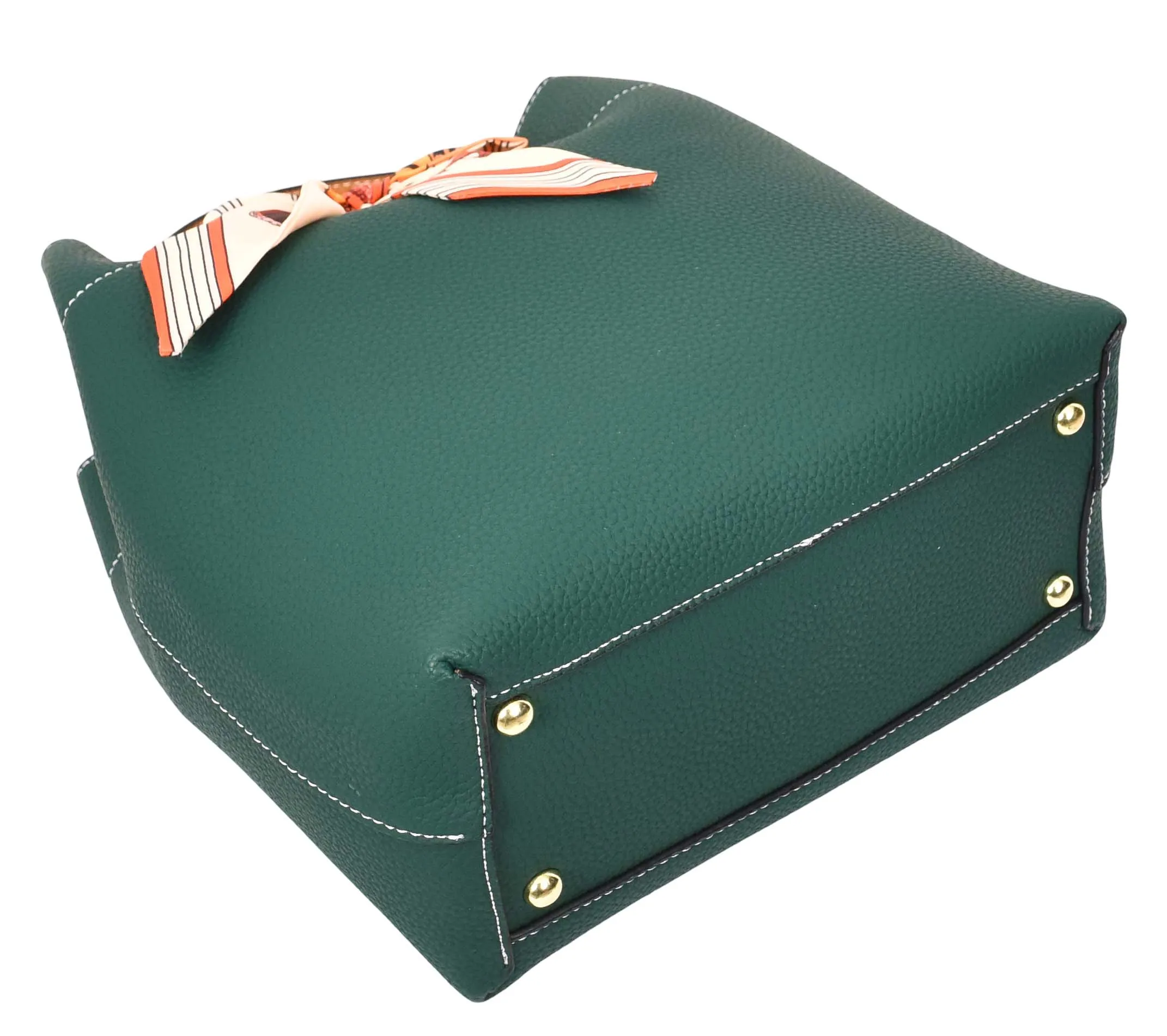 Adele  Women's Faux Leather Large Tote Cosmetics Shoulder Bag Green