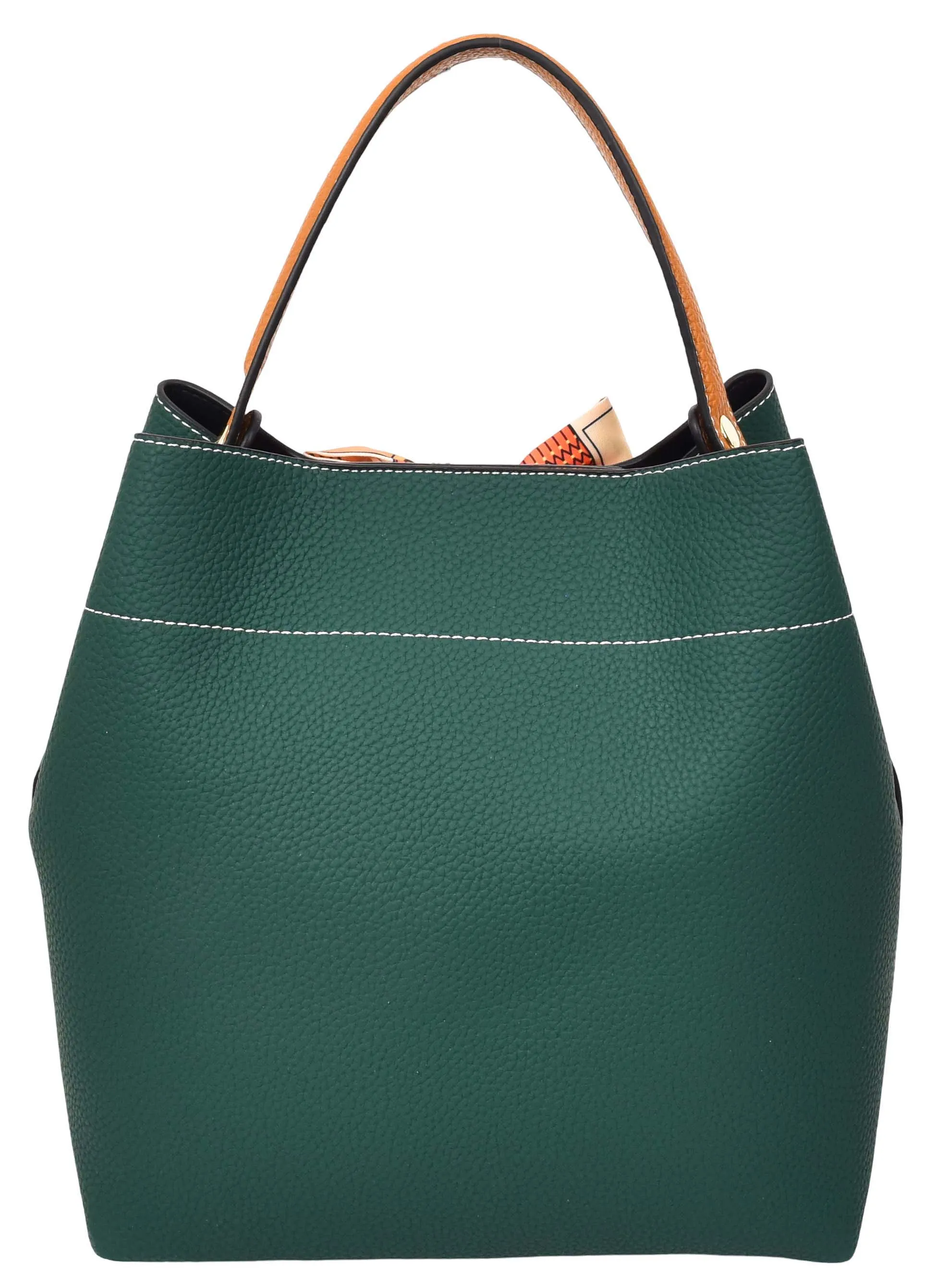 Adele  Women's Faux Leather Large Tote Cosmetics Shoulder Bag Green