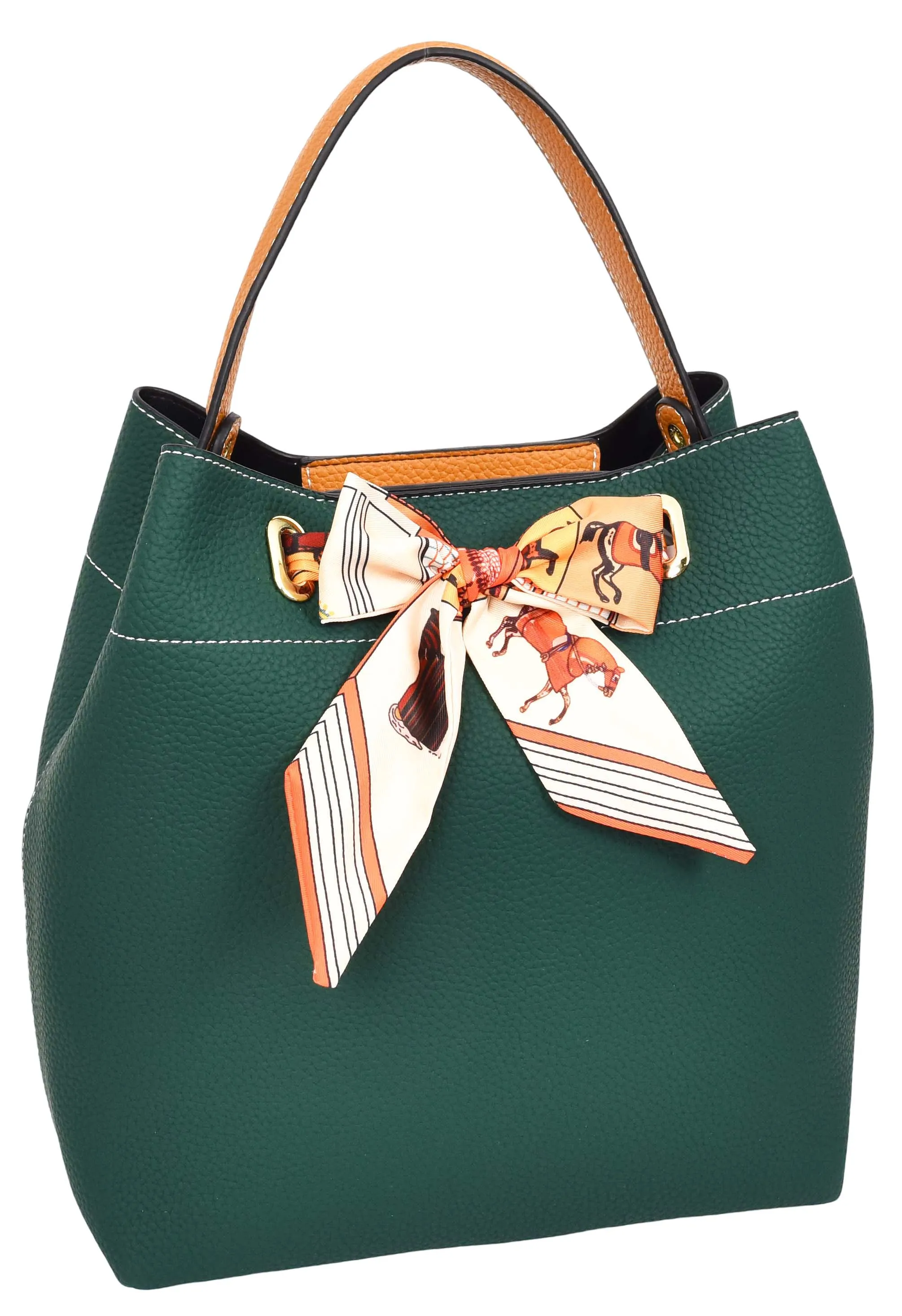 Adele  Women's Faux Leather Large Tote Cosmetics Shoulder Bag Green