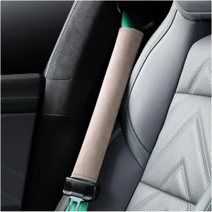 AUCELI 2 Pcs Suede Car Seat Belt Pad Covers, Universal Seatbelt Pad Protector, Soft Comfort Shoulder Strap Cover, Protect Your Shoulders and Neck for Adults and Children, Safe DrivingBeige