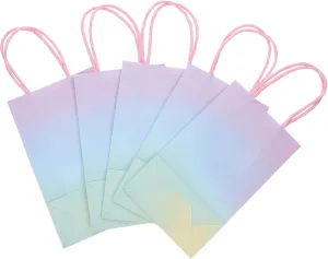 Baluue 5pcs Macaron Color Handheld Paper present Bags with Handles Elegant Tote Bags for Parties Suitable for Candy Snacks and Festivals and Special Occasions
