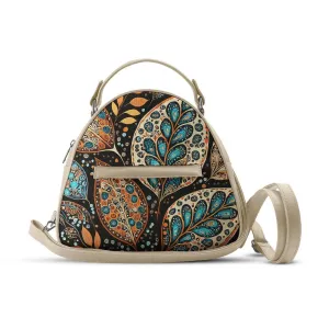 Beige Mini Voyage Backpack Leafscape