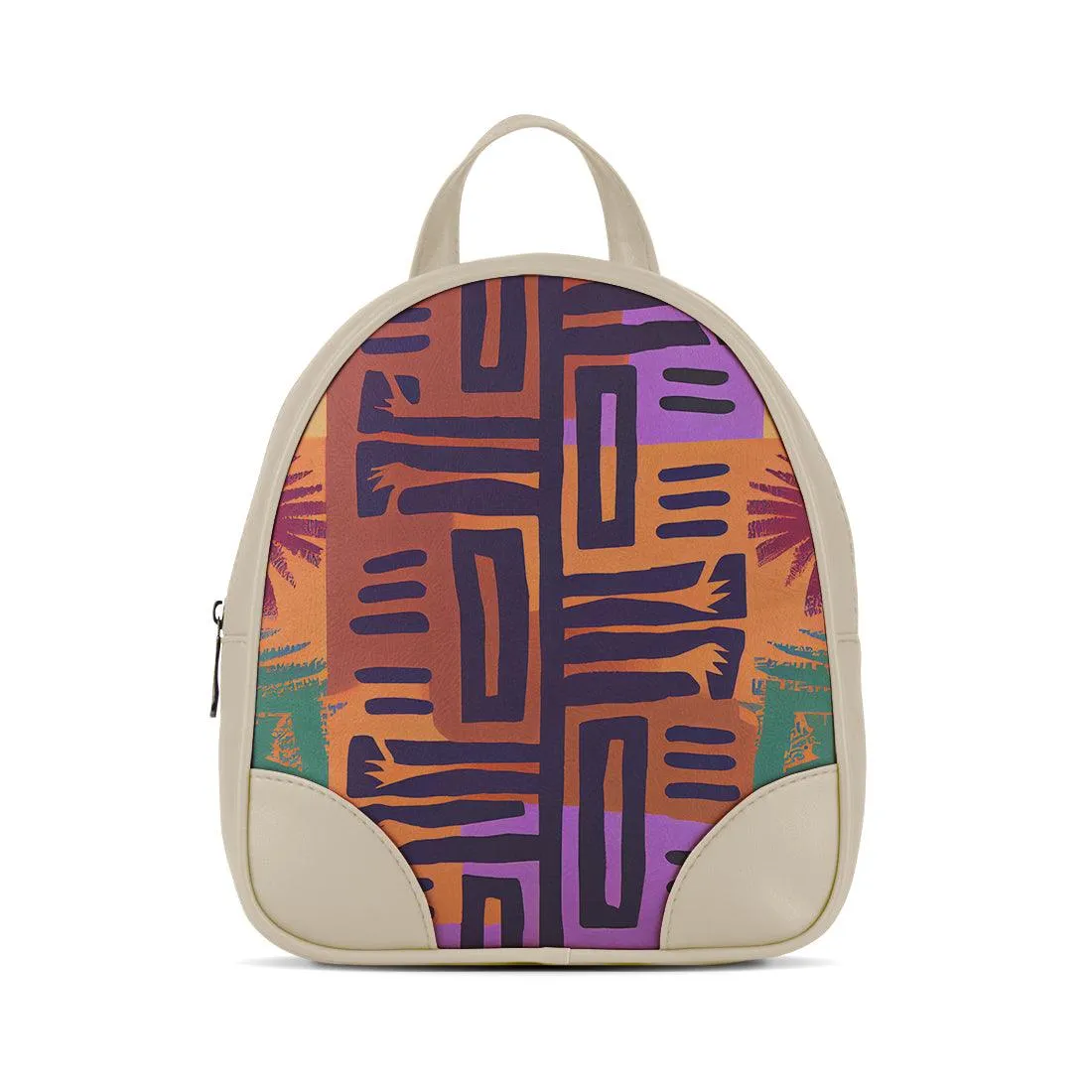Beige O Mini Backpacks African Pattern