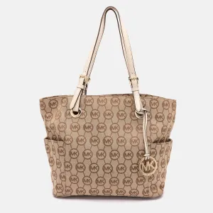 Beige/Brown Signature Canvas Jet Set Tote