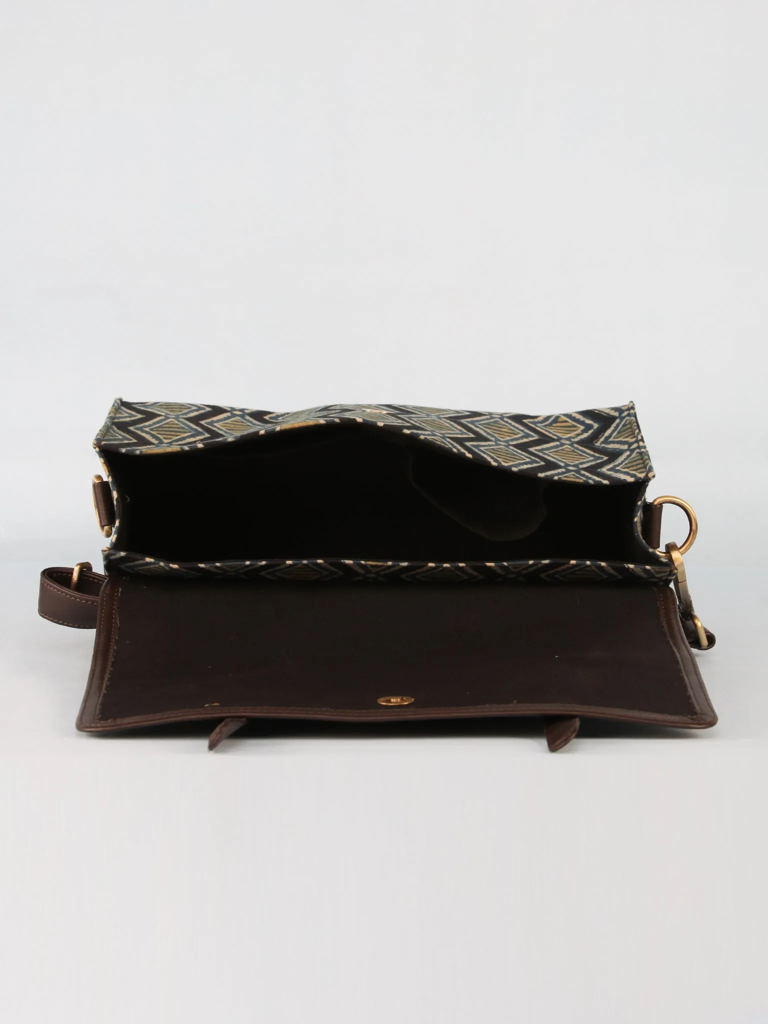 Blue Black Hand Block Printed Sling Bag - B01004