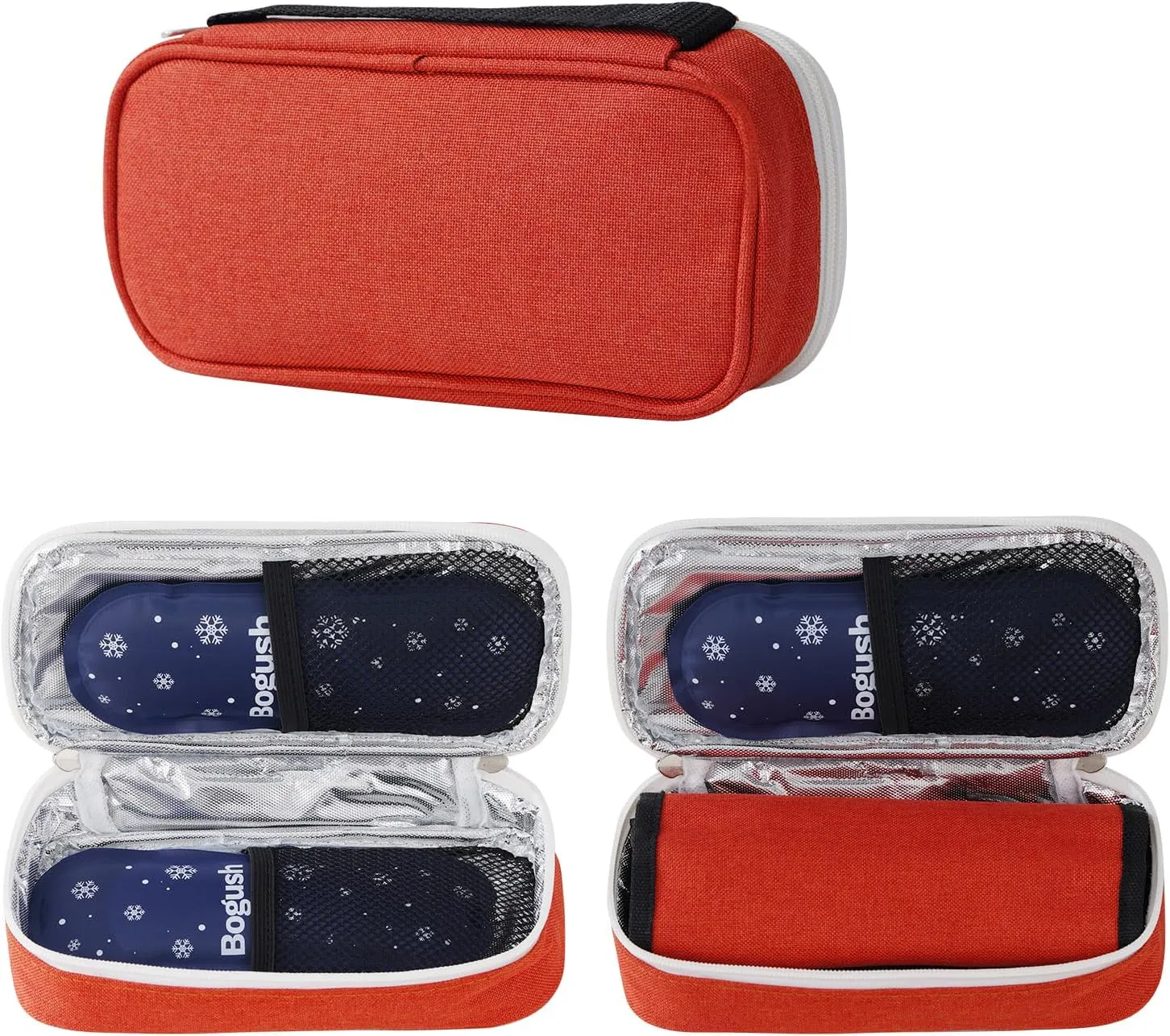 Bogush Insulin Cooler Travel Case with 2 Ice Packs for Insulin Pen Diabetic Medical Cooler Bag Portable Medication Cooler Bag for Insulin Pens and Blood Glucose Monitor Supplie (Red)
