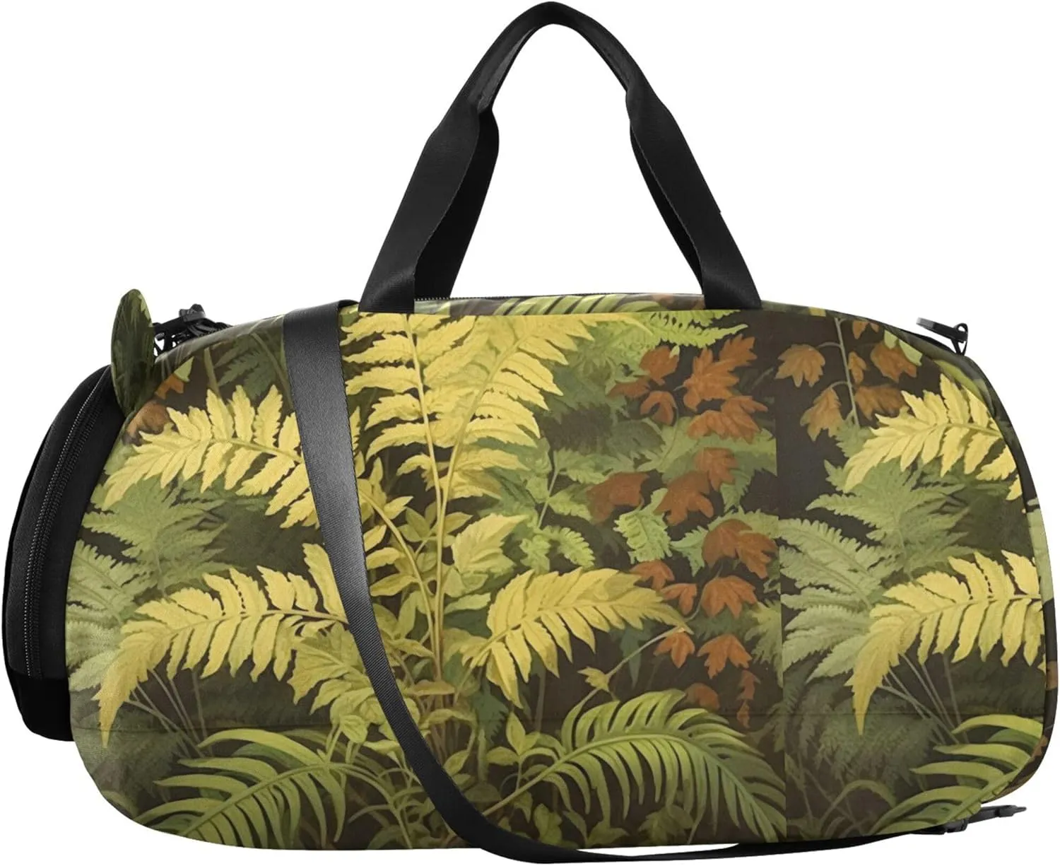 Boys Carry on Duffel Weekend Duffel Overnight Vintage Fern Botanical Green Girls Tote Duffle Bags Travel Kids Luggage Sports Bag