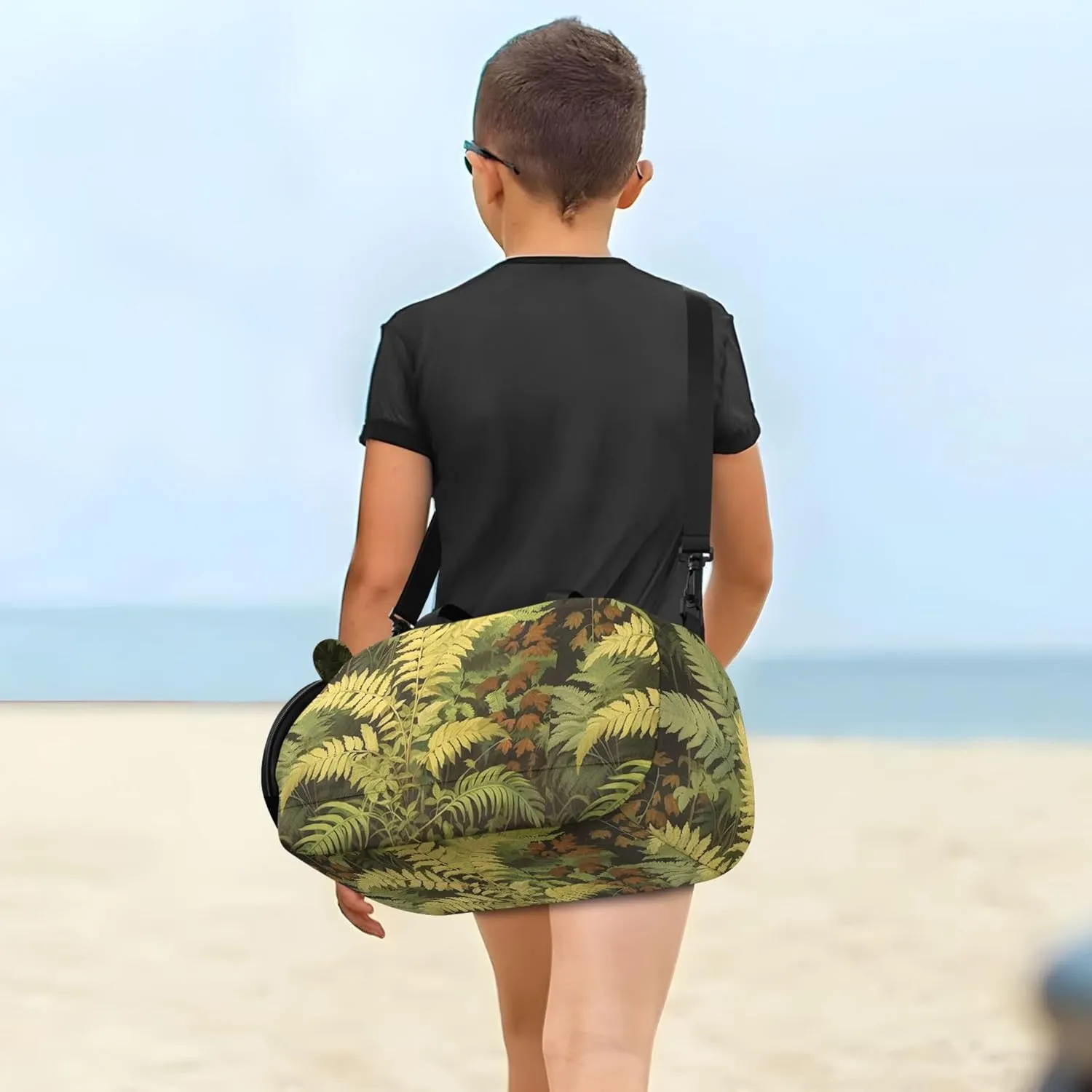 Boys Carry on Duffel Weekend Duffel Overnight Vintage Fern Botanical Green Girls Tote Duffle Bags Travel Kids Luggage Sports Bag
