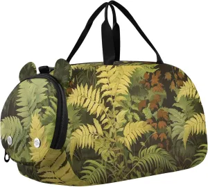 Boys Carry on Duffel Weekend Duffel Overnight Vintage Fern Botanical Green Girls Tote Duffle Bags Travel Kids Luggage Sports Bag
