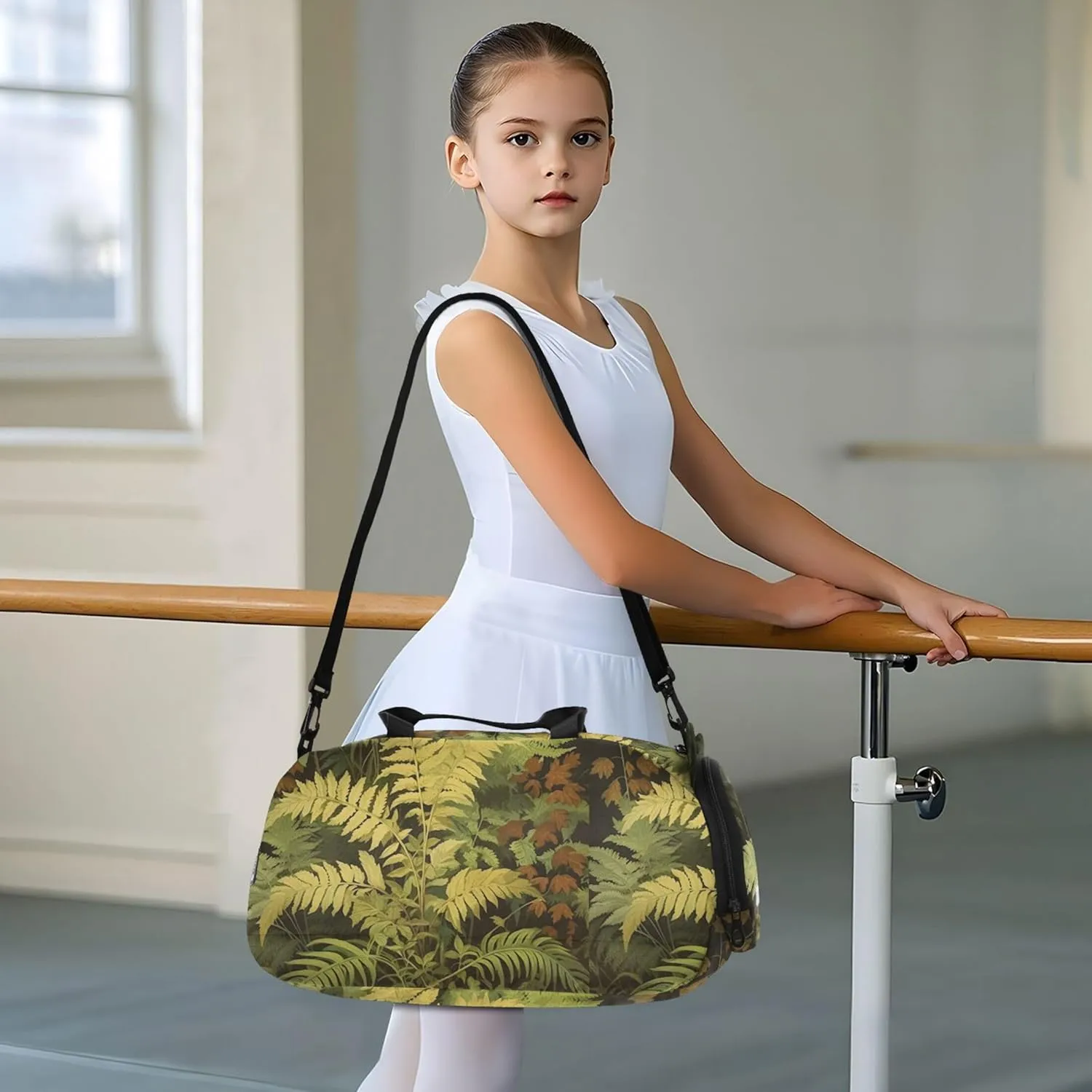 Boys Carry on Duffel Weekend Duffel Overnight Vintage Fern Botanical Green Girls Tote Duffle Bags Travel Kids Luggage Sports Bag