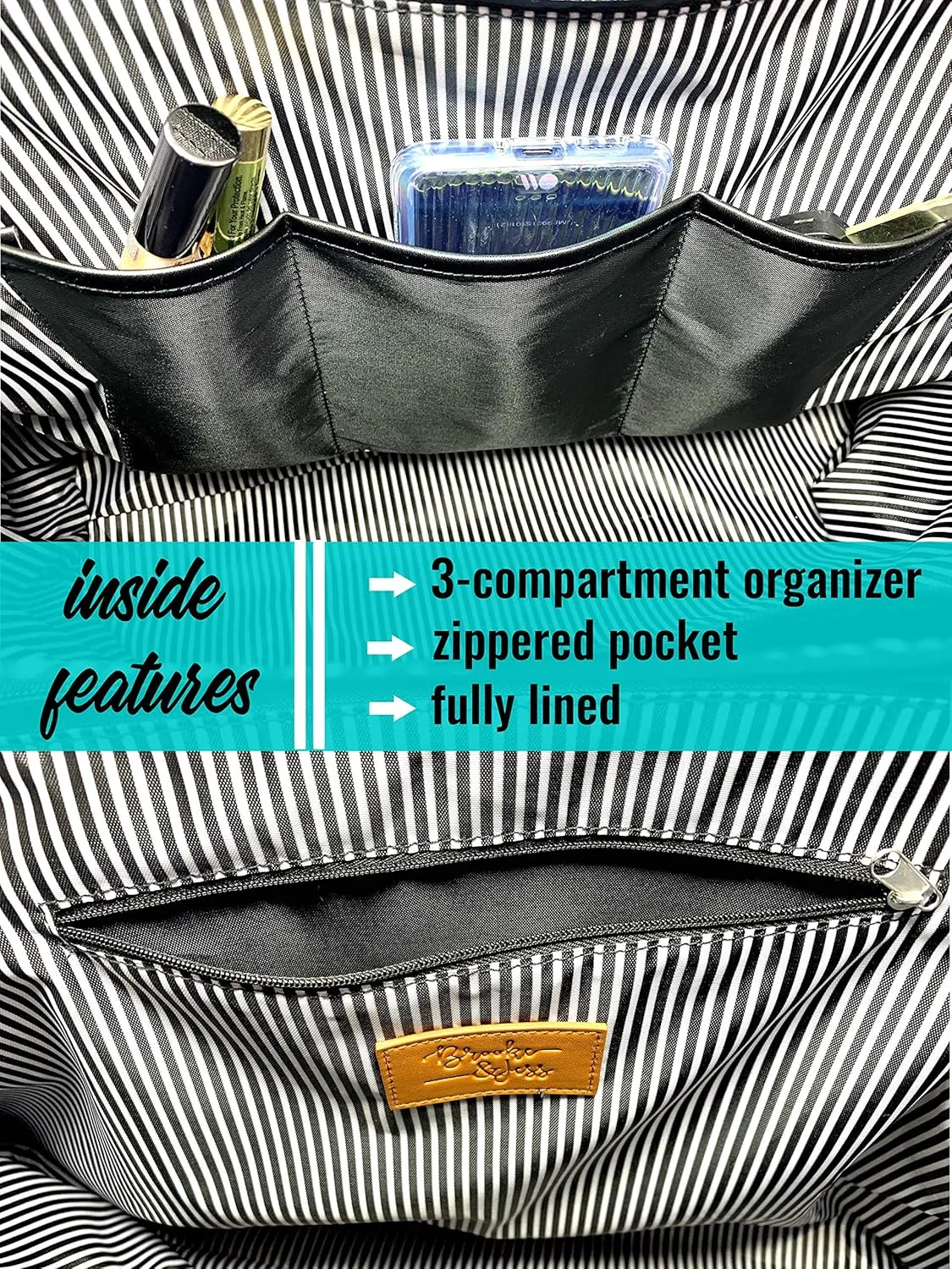 Brooke & Jess Designs Large Work Tote Bags with Pockets for Women - Travel Carry-on Laptop Bag