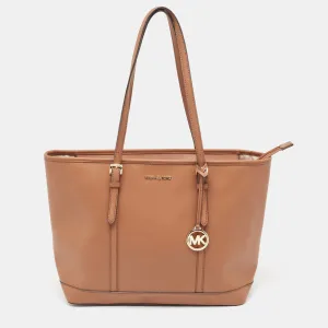Brown Saffiano Leather Jet Set Travel Tote