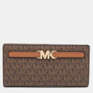 Brown Signature Coated Canvas Large Reed Wallet