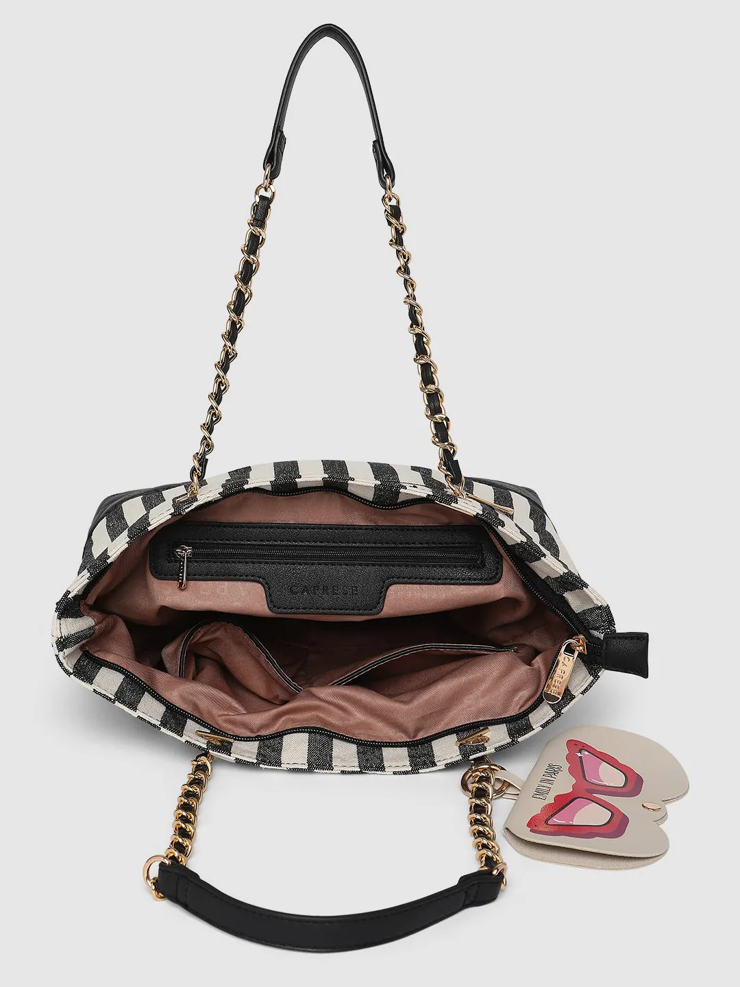 Caprese Emily In Paris Printed Medium Tote Handbag Black