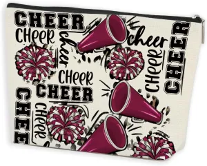 Cheer Gifts Makeup Bag Cheerleading Cheer Teams Cosmetic Bag Cheerleader Gifts for Girls Women Teen Teammates Friend Mom Coach Zipper Pouch Travel Organizer Toiletry Bag Vacation Christmas Birthday