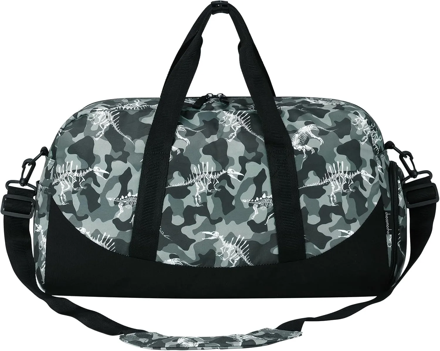 Choco Mocha Kids Dinosaur Weekend Duffle for Boys & Toddlers - Overnight & Sports Bag - Gray