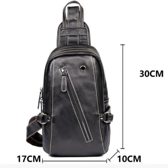 Classic Zipper Leather Sling Bag