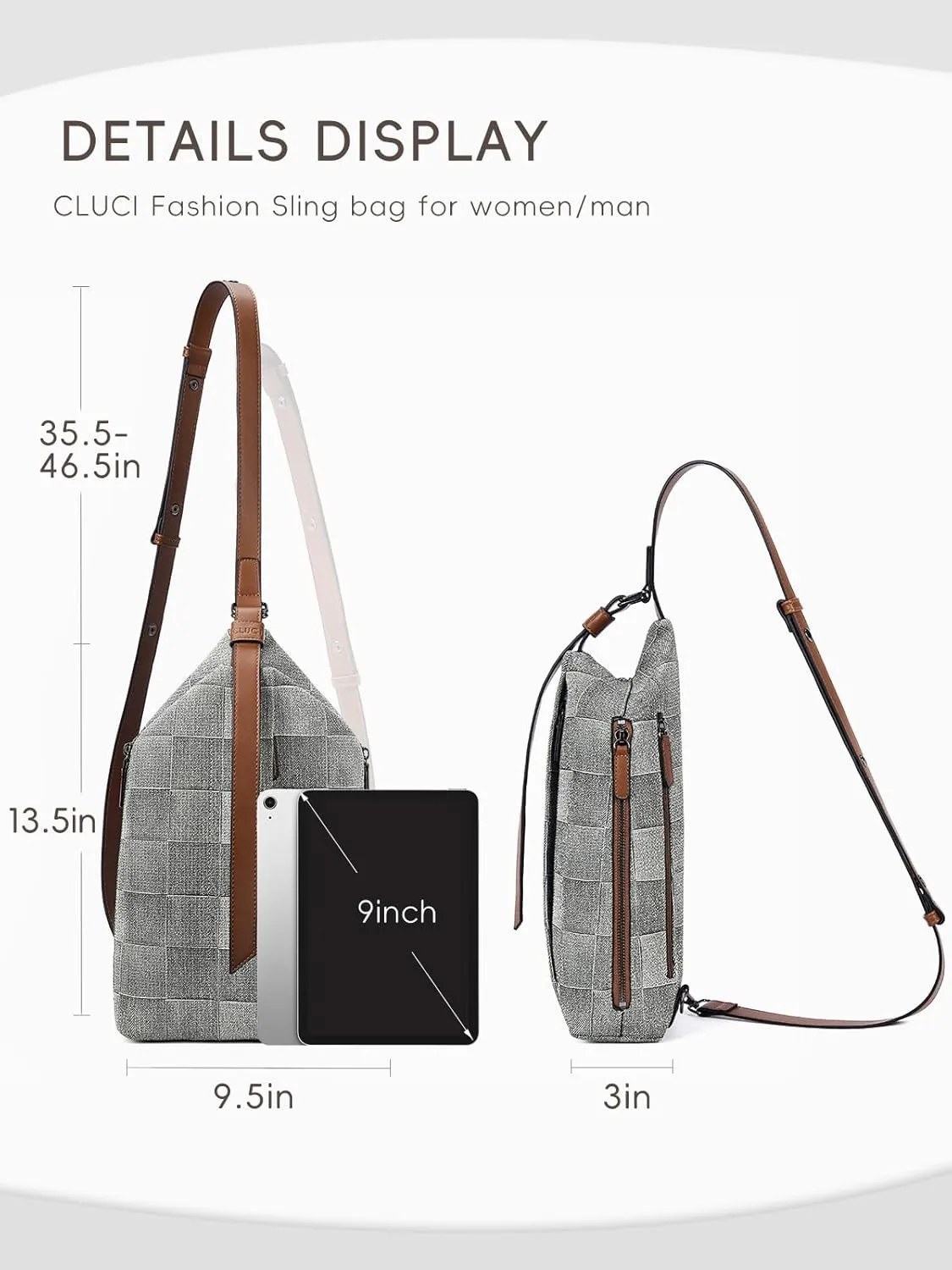 CLUCI Crossbody Bags for Women, Denim Sling Bags for Women, Cross Body Bag for Woman,Leather Cross Body Bag Daypack