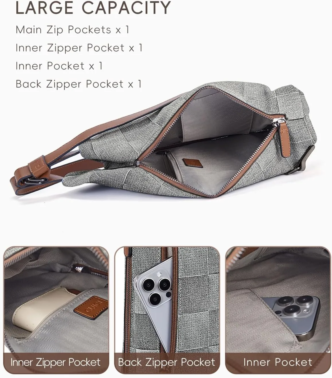 CLUCI Crossbody Bags for Women, Denim Sling Bags for Women, Cross Body Bag for Woman,Leather Cross Body Bag Daypack