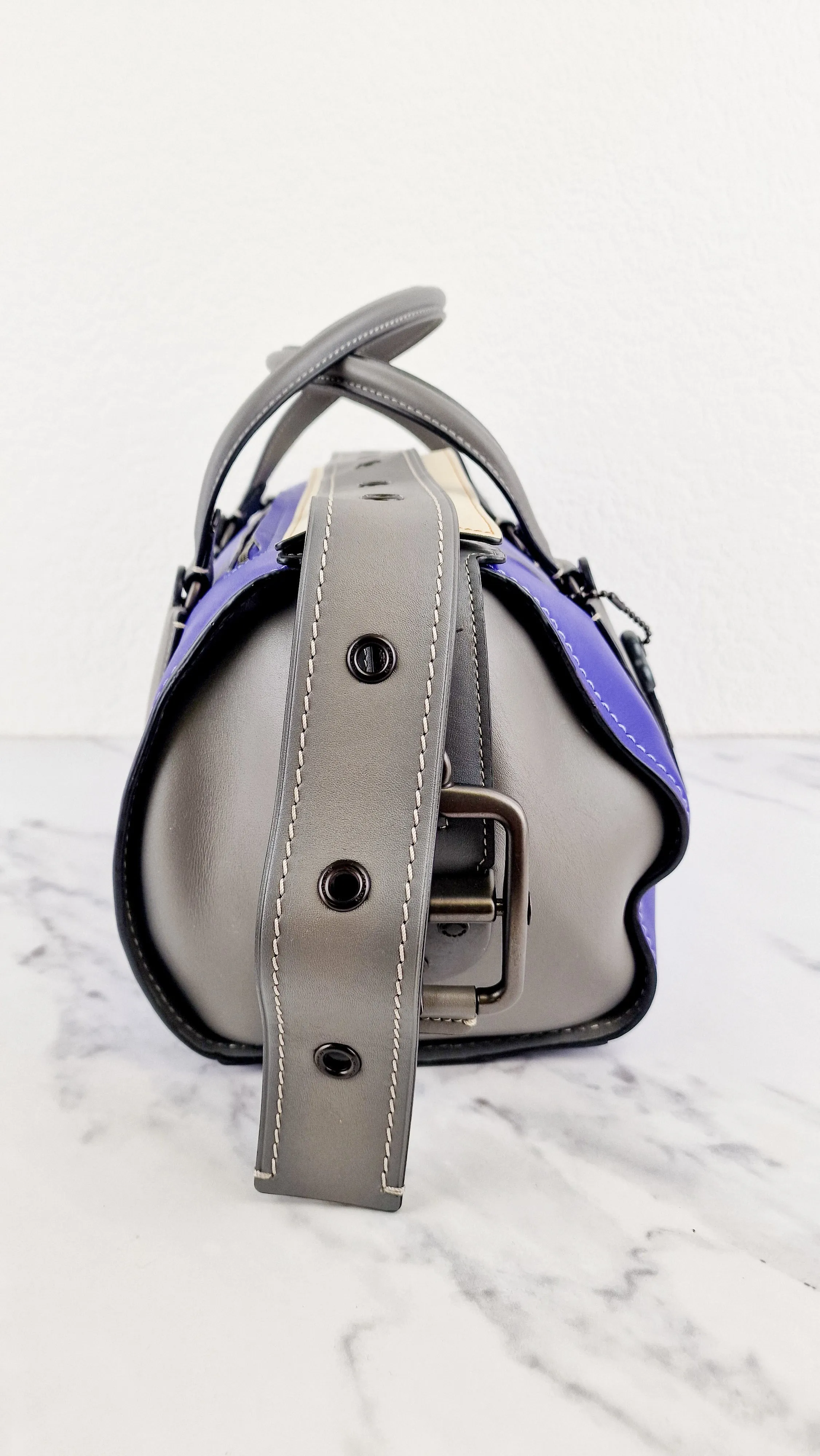 Coach 1941 Badlands Satchel Bag in Purple Blue Heather Grey Colorblock Smooth Leather - Coach 56587