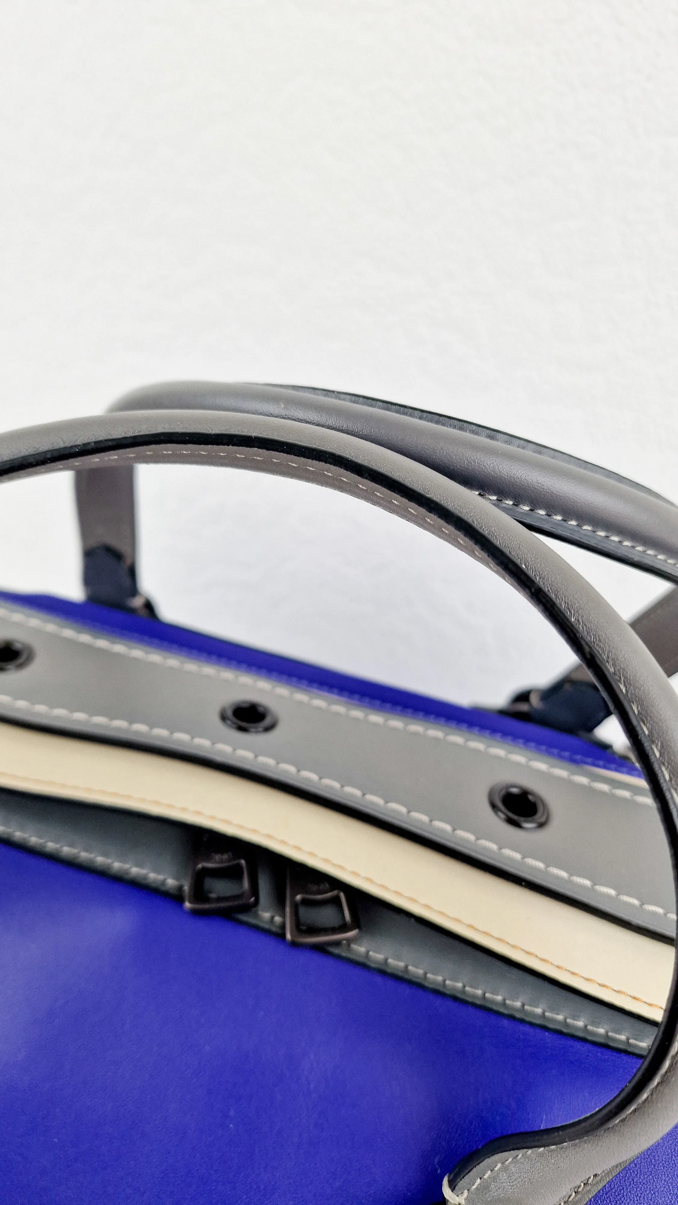 Coach 1941 Badlands Satchel Bag in Purple Blue Heather Grey Colorblock Smooth Leather - Coach 56587