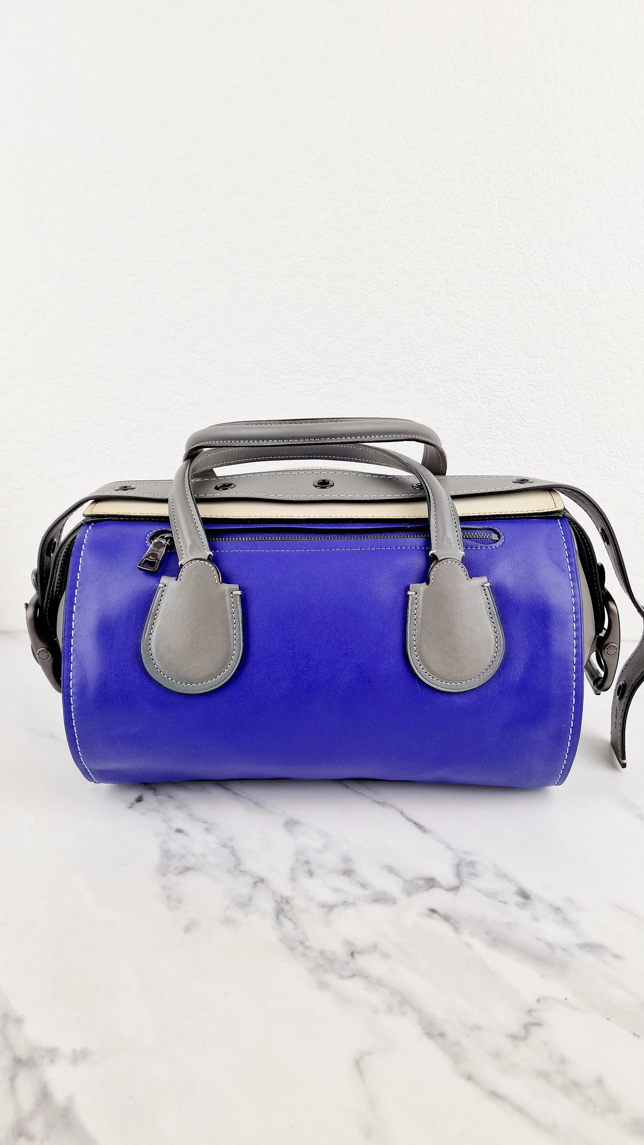 Coach 1941 Badlands Satchel Bag in Purple Blue Heather Grey Colorblock Smooth Leather - Coach 56587
