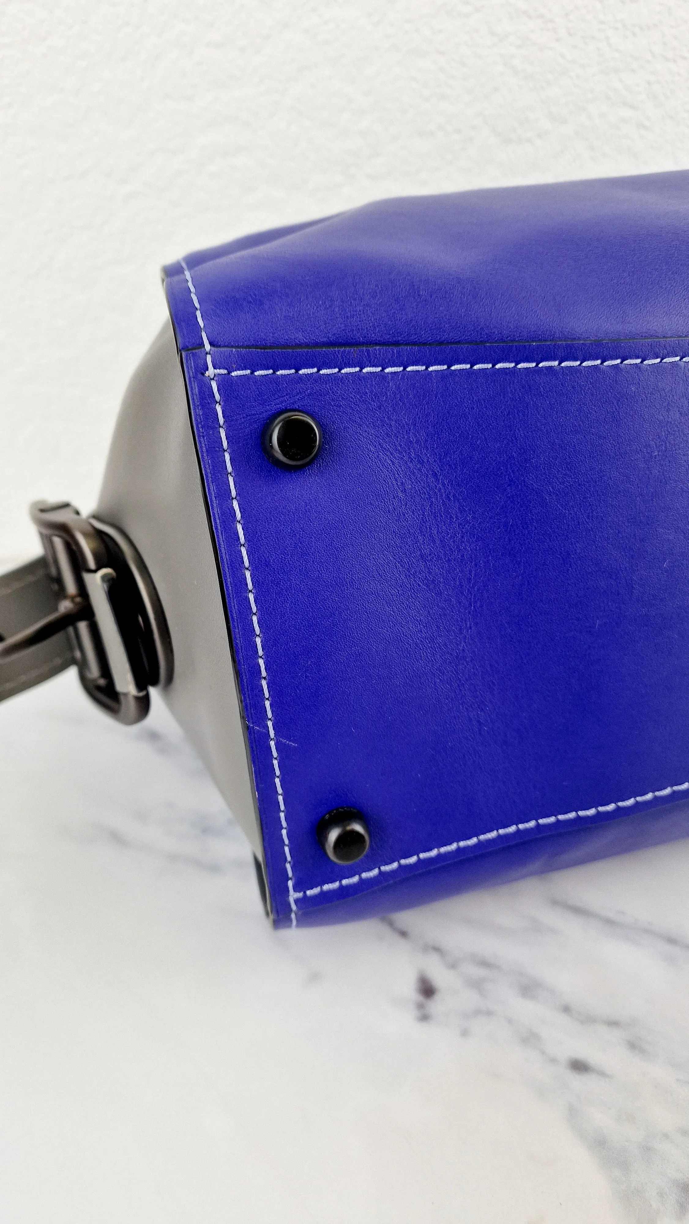 Coach 1941 Badlands Satchel Bag in Purple Blue Heather Grey Colorblock Smooth Leather - Coach 56587