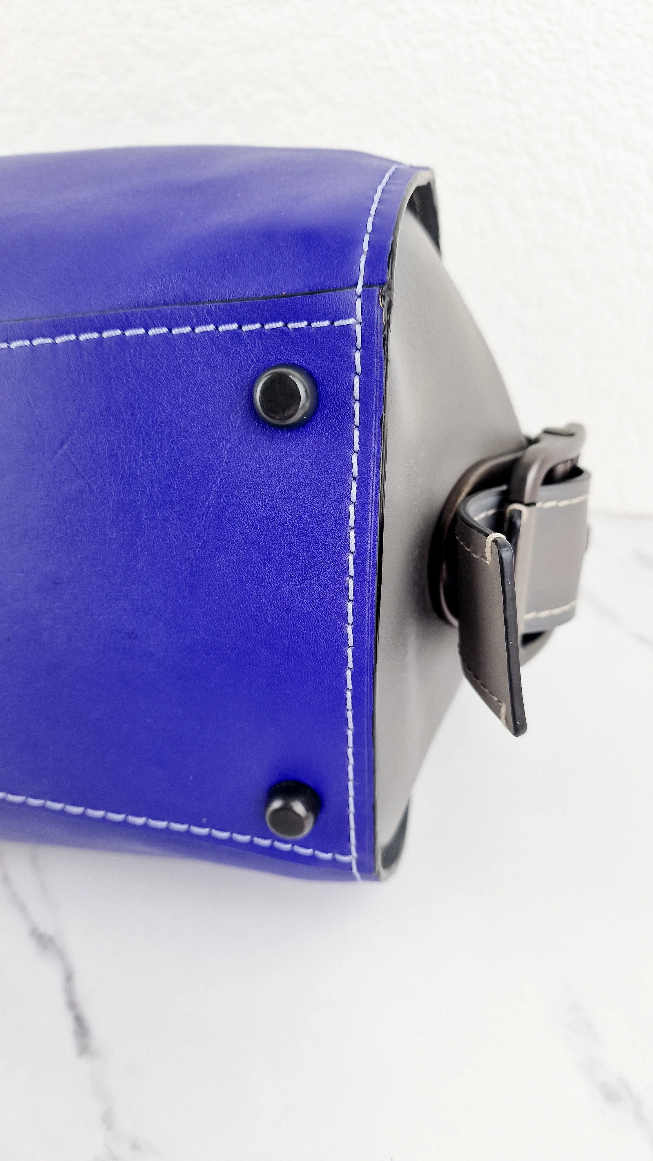 Coach 1941 Badlands Satchel Bag in Purple Blue Heather Grey Colorblock Smooth Leather - Coach 56587