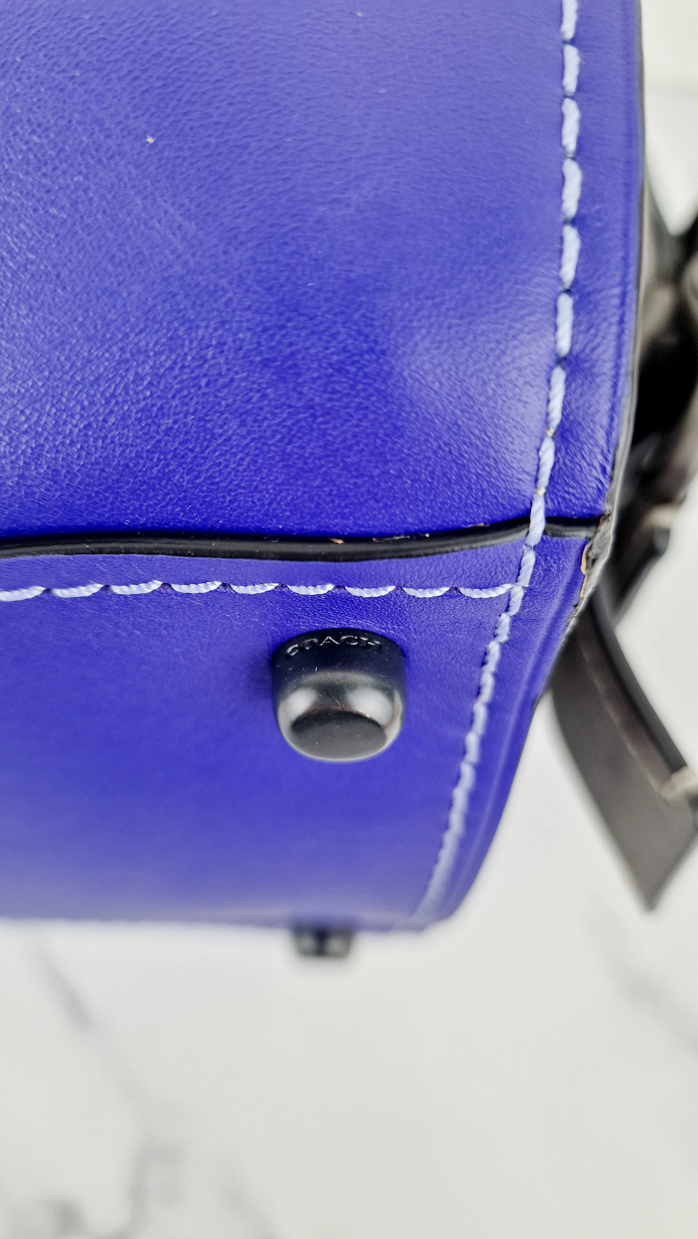 Coach 1941 Badlands Satchel Bag in Purple Blue Heather Grey Colorblock Smooth Leather - Coach 56587