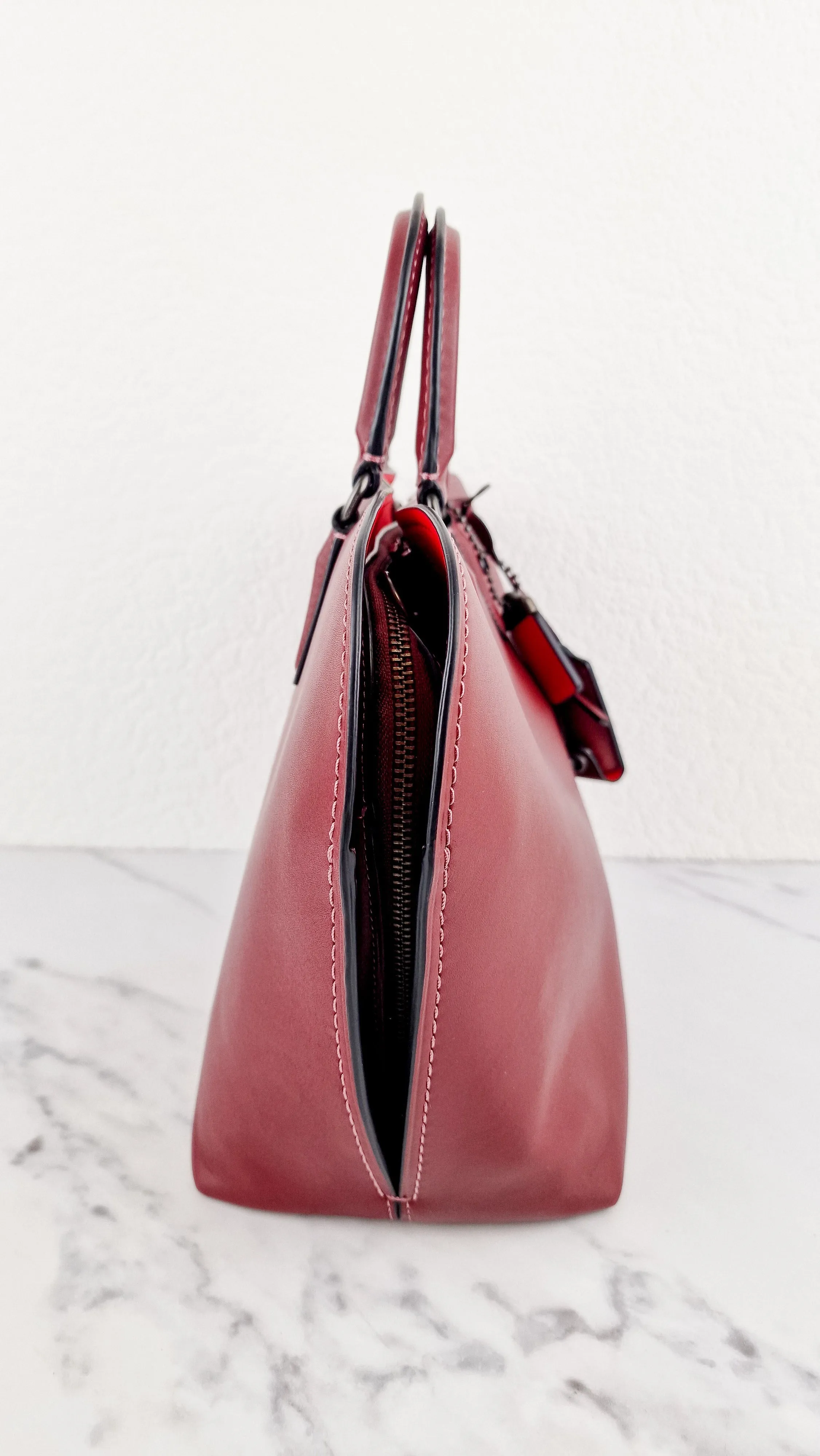 Coach 1941 Dakotah Satchel in Burgundy Red Smooth Leather Handbag Crossbody Bag - Coach 59132