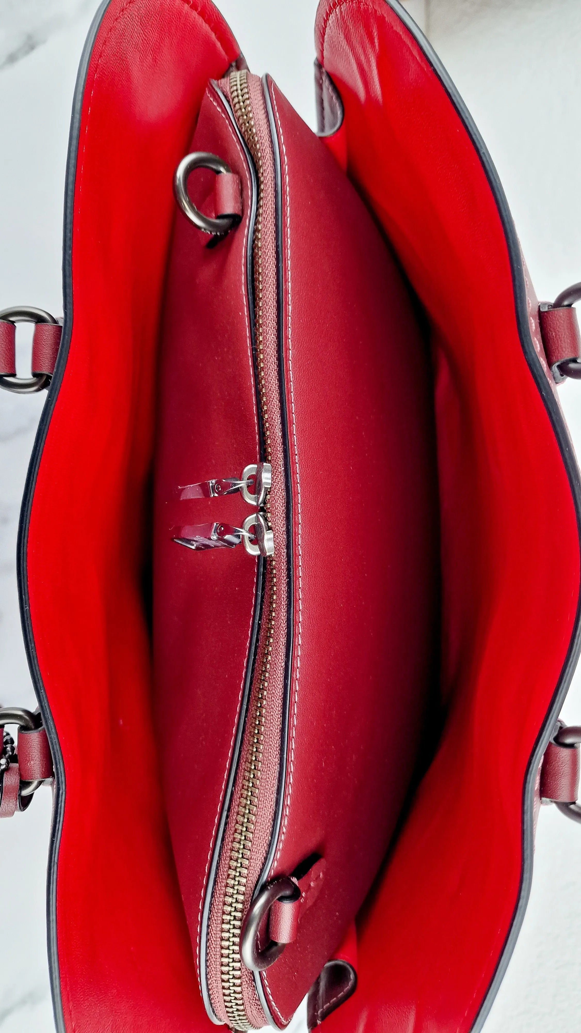 Coach 1941 Dakotah Satchel in Burgundy Red Smooth Leather Handbag Crossbody Bag - Coach 59132