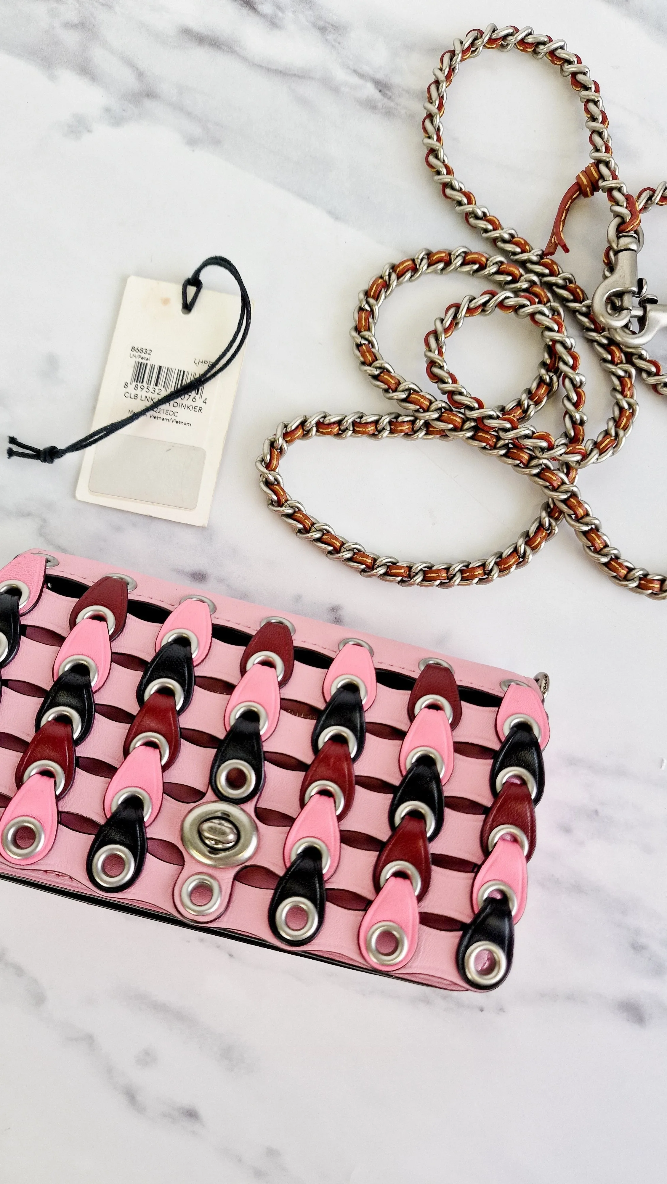 Coach 1941 Dinkier with Links in Petal Pink Smooth Leather - Crossbody Mini Bag - Coach 86832