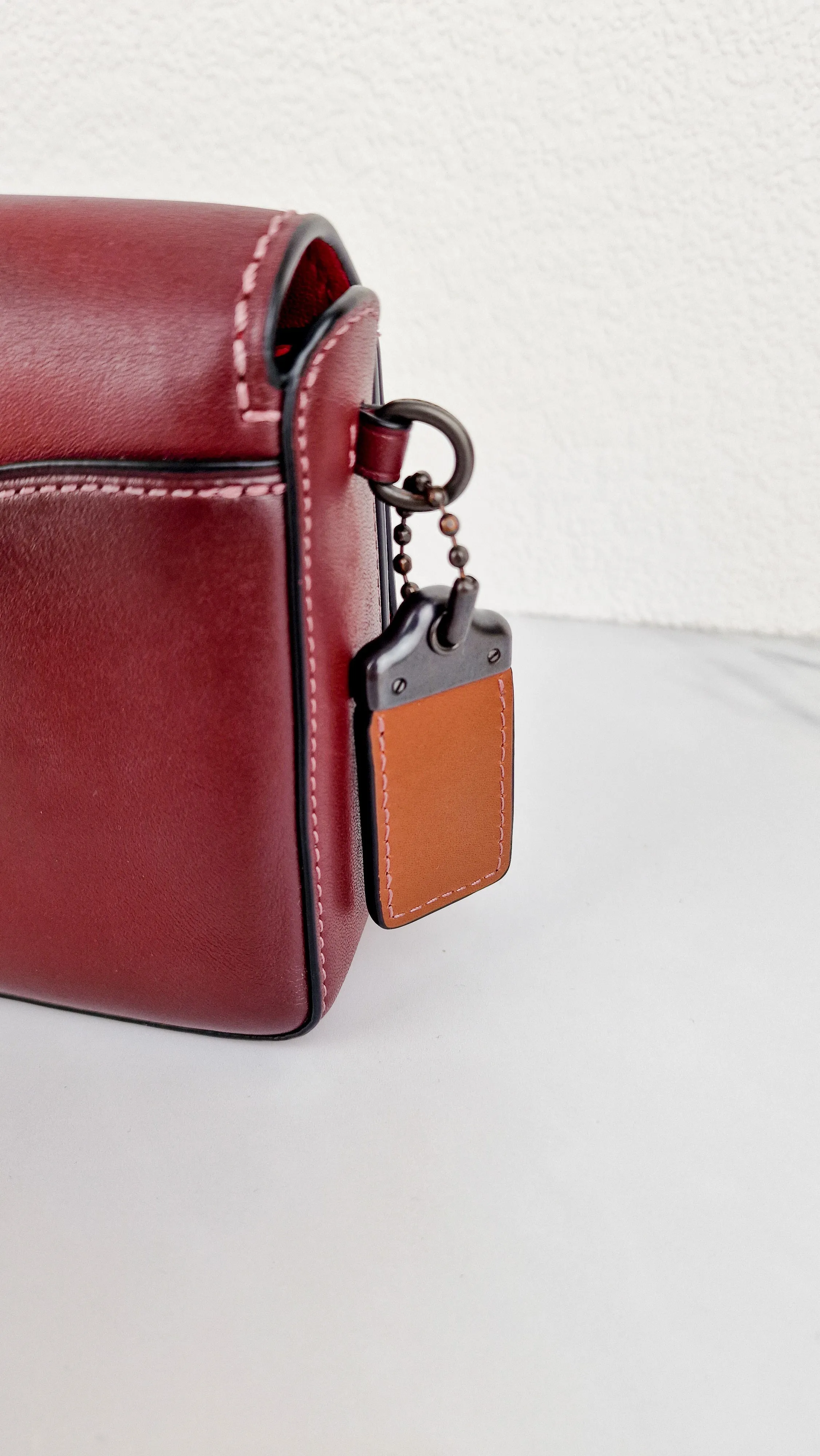 Coach 1941 Dinky Crossbody Bag in Burgundy Smooth Leather With Coach Create Customized Tea Roses - Coach 38185