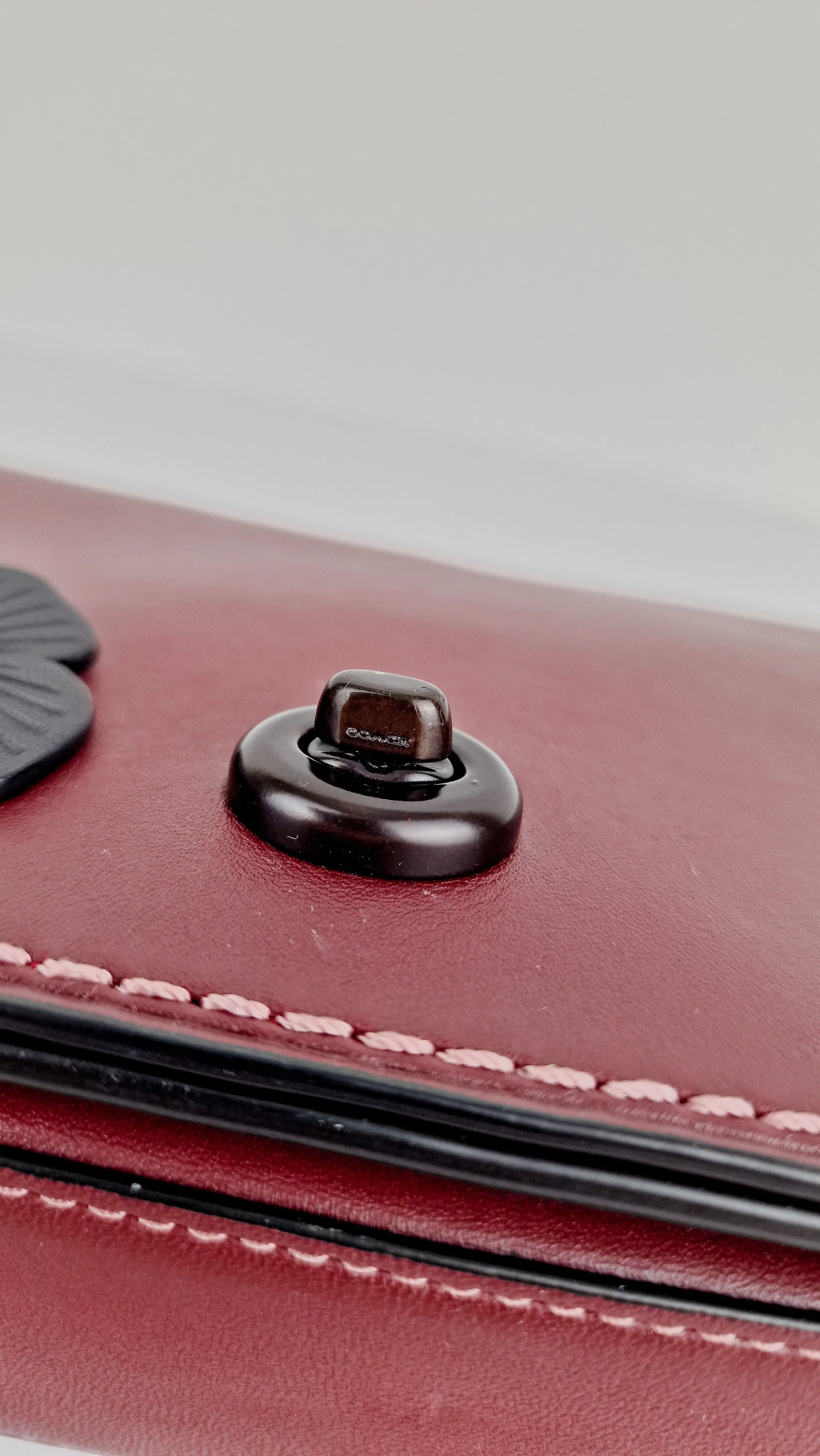 Coach 1941 Dinky Crossbody Bag in Burgundy Smooth Leather With Coach Create Customized Tea Roses - Coach 38185