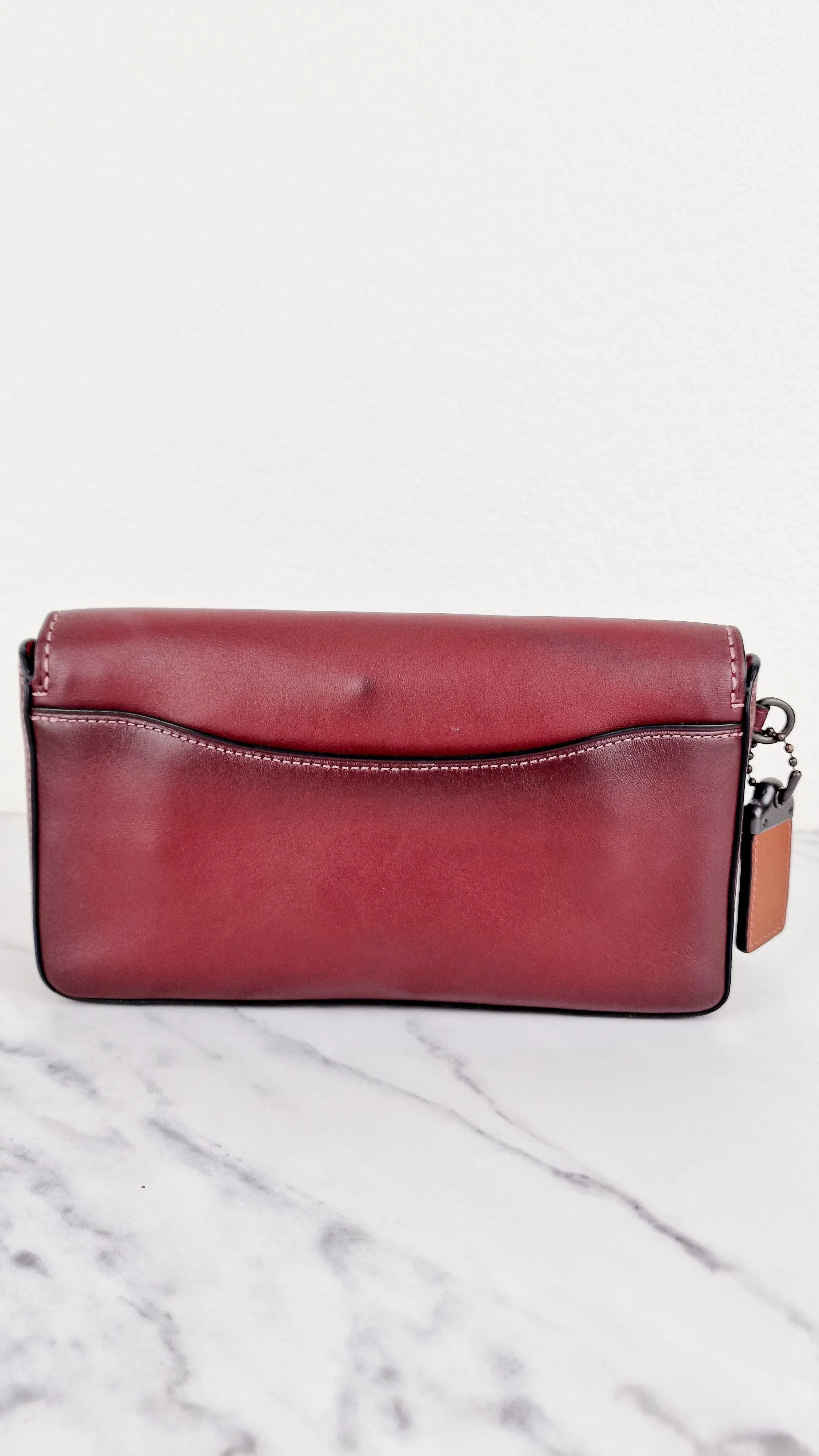 Coach 1941 Dinky Crossbody Bag in Burgundy Smooth Leather With Coach Create Customized Tea Roses - Coach 38185