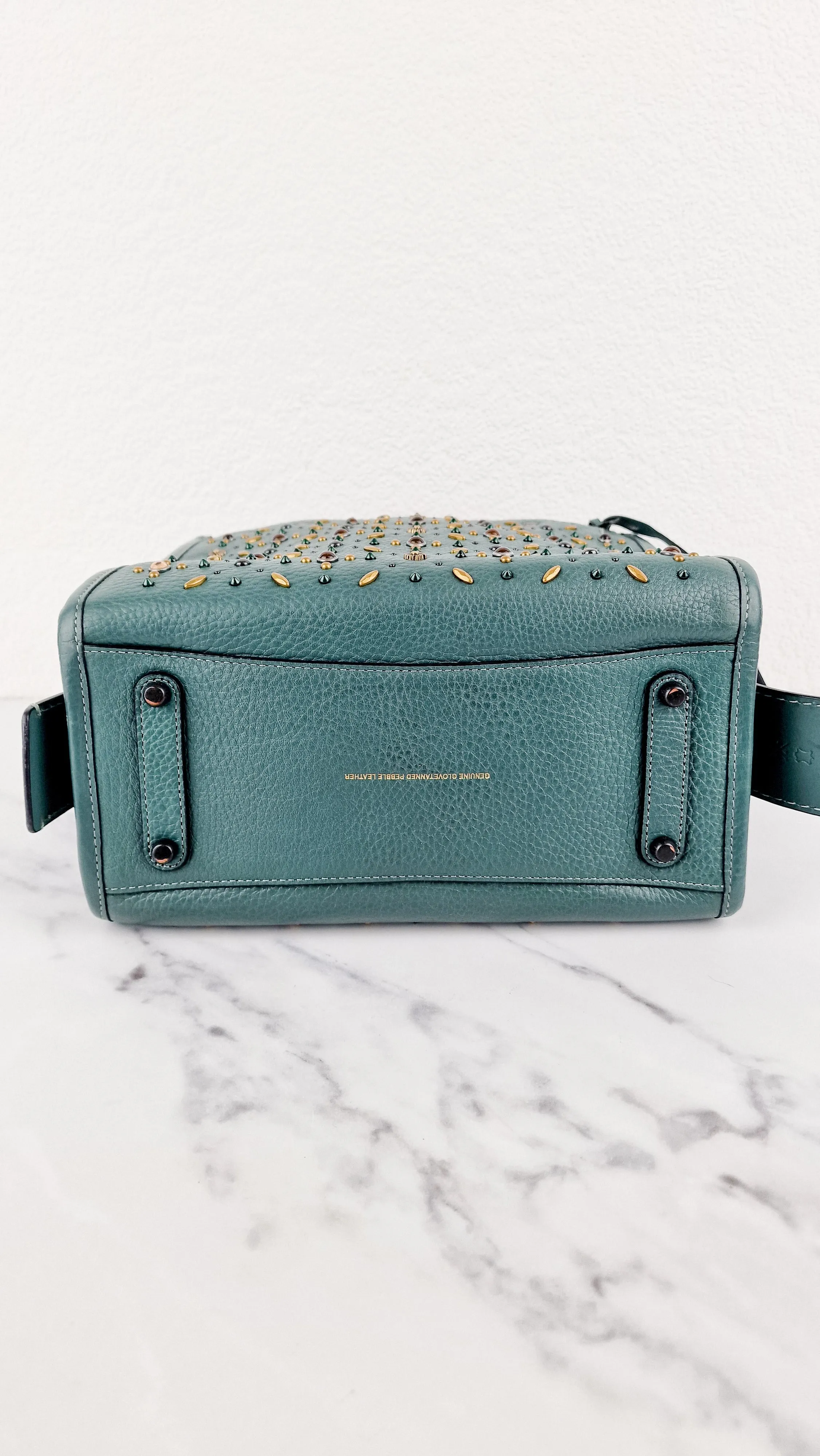 Coach 1941 Rogue 25 in Dark Turquoise With Prairie Rivets Pebble Leather Satchel - Coach 21590