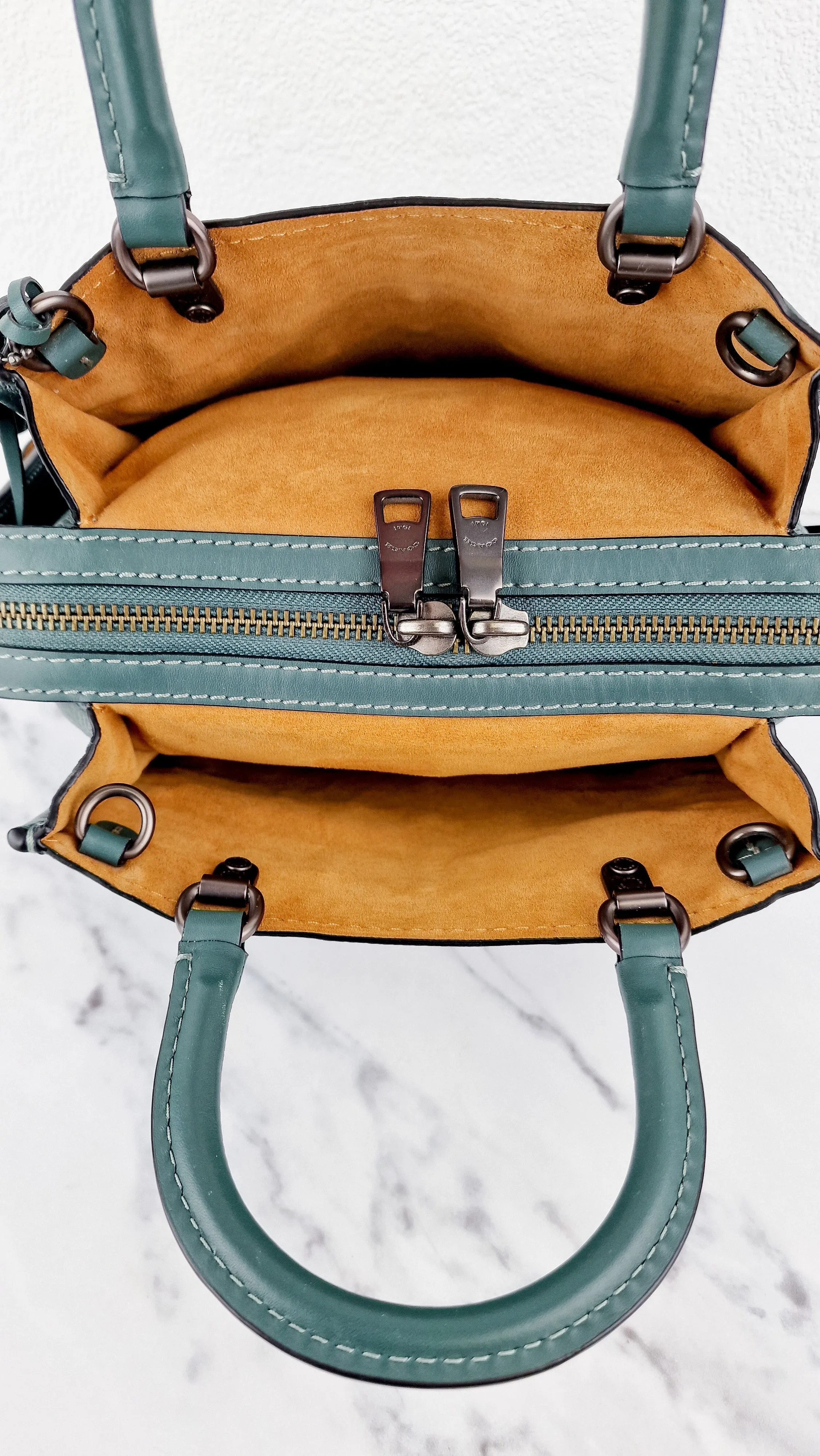 Coach 1941 Rogue 25 in Dark Turquoise With Prairie Rivets Pebble Leather Satchel - Coach 21590