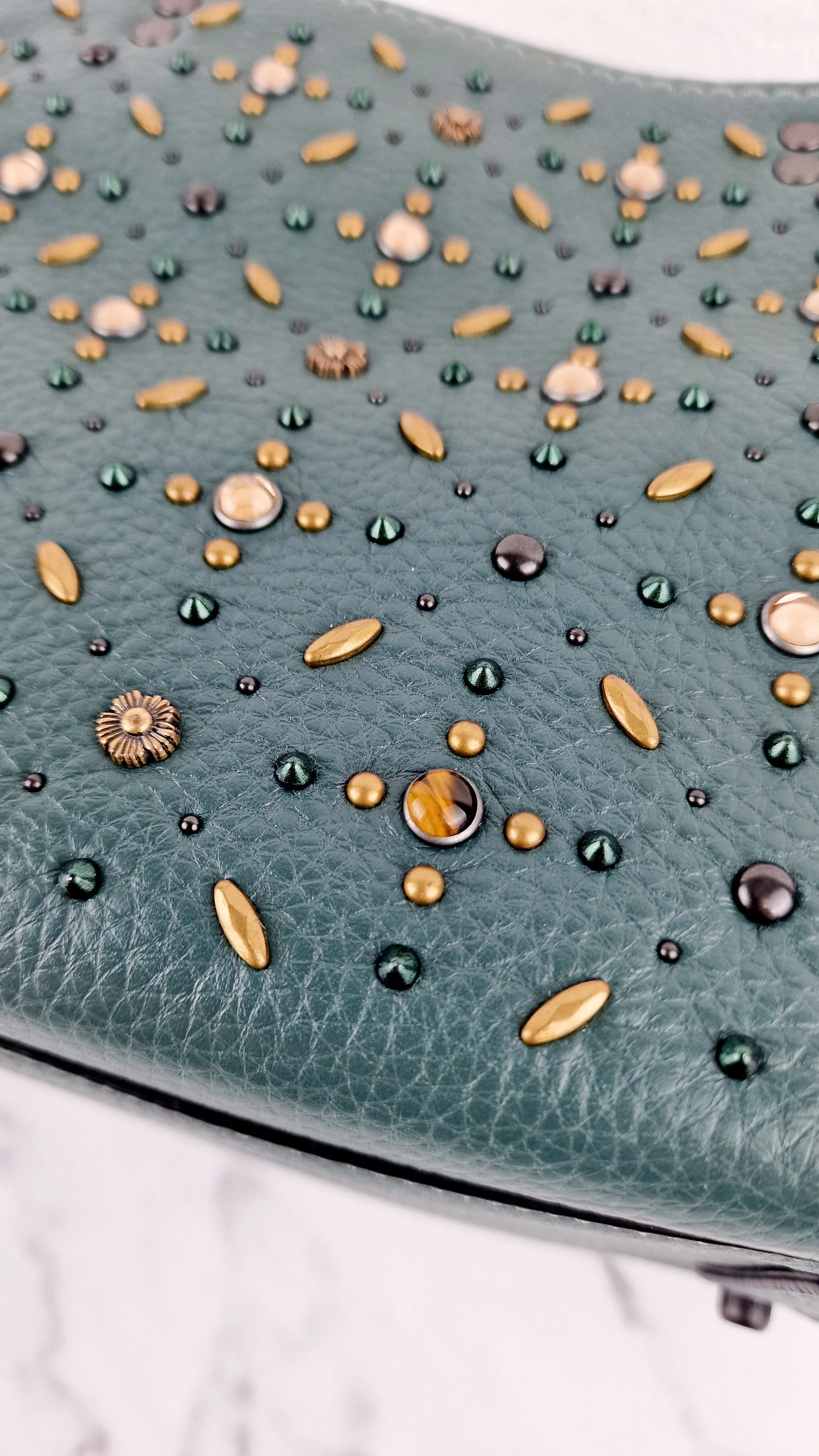 Coach 1941 Rogue 25 in Dark Turquoise With Prairie Rivets Pebble Leather Satchel - Coach 21590