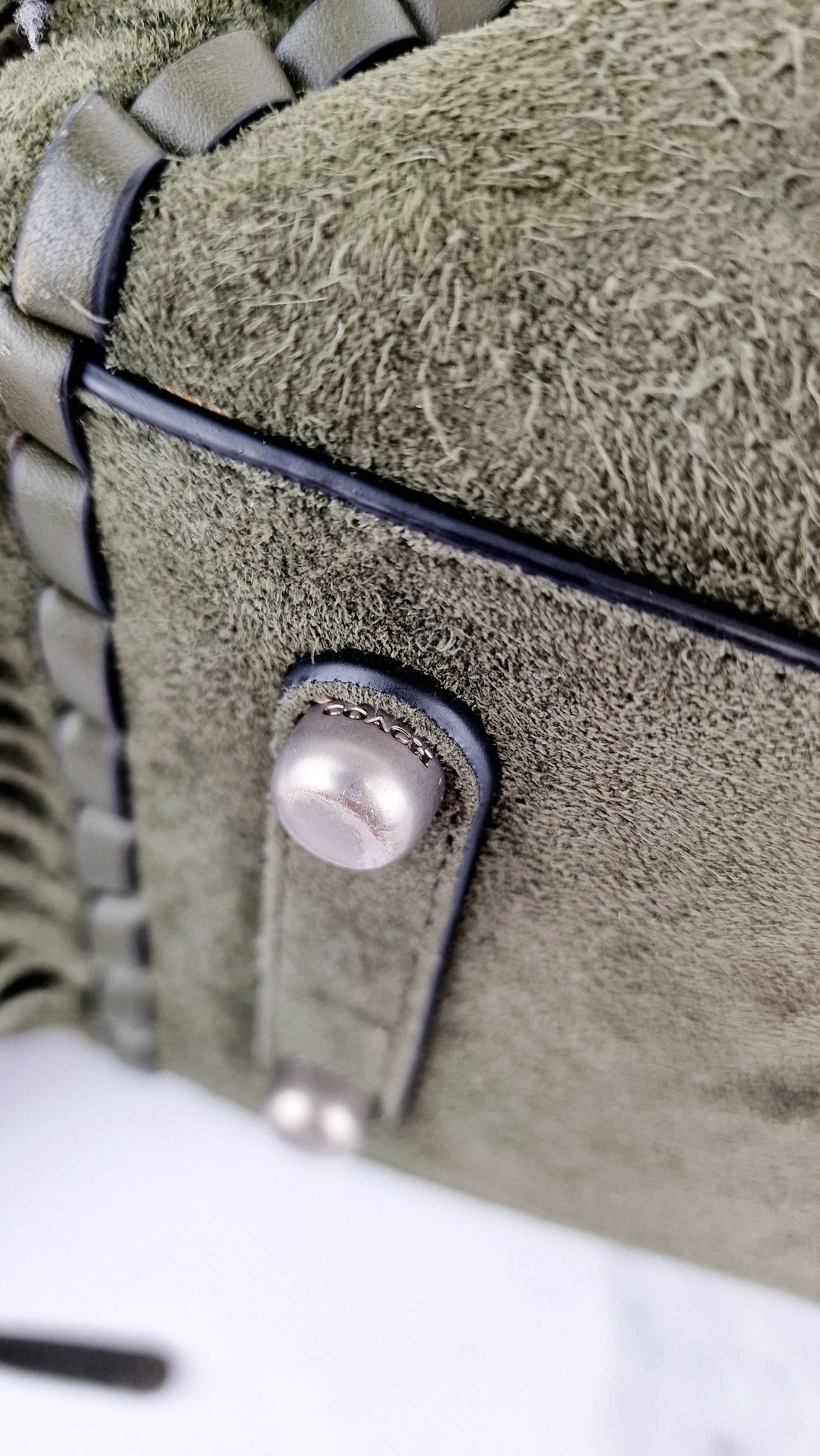 Coach 1941 Rogue 31 Fern Green Suede Fringe Handbag Shoulder Bag Satchel - Coach 86824