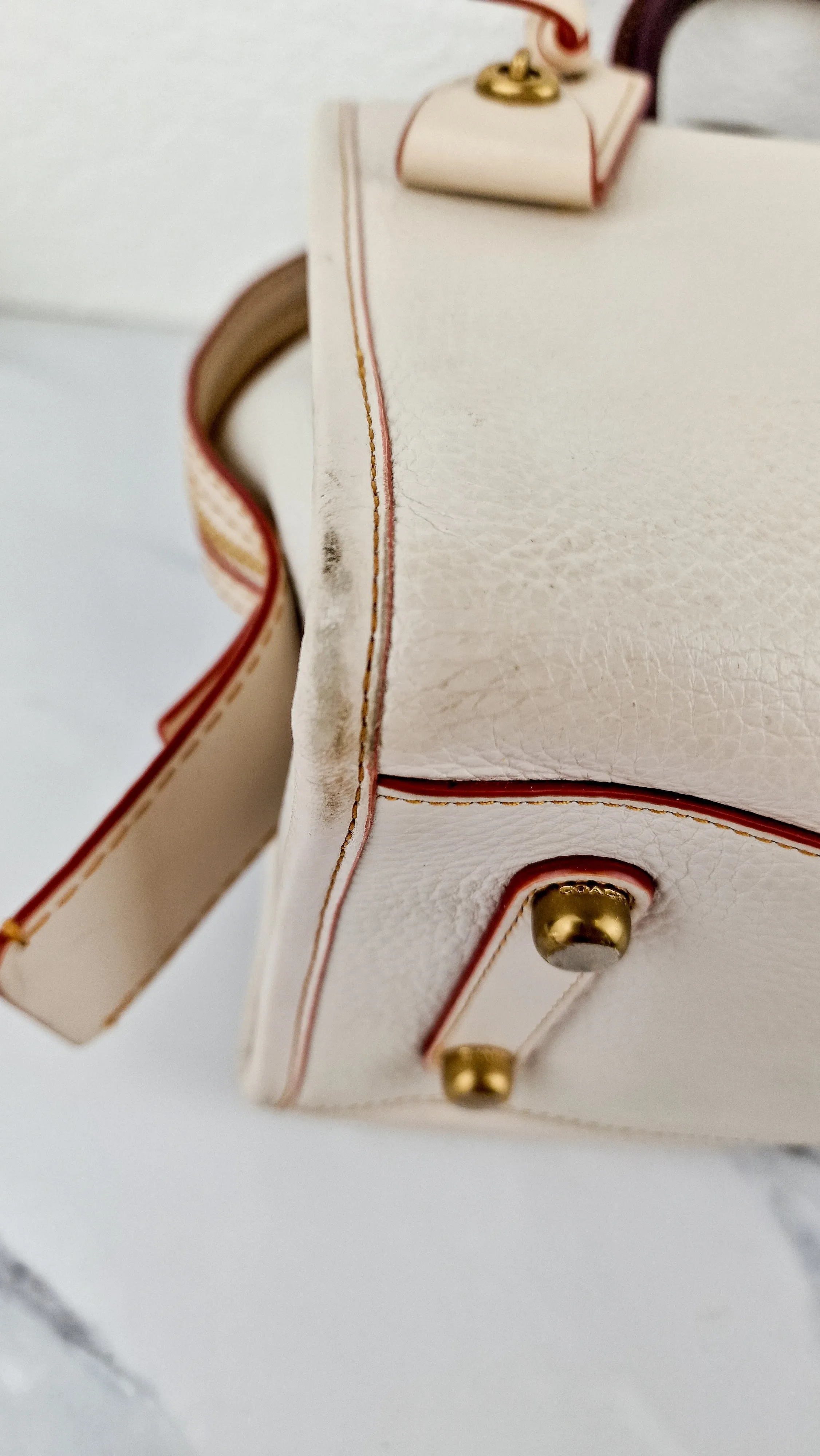 Coach 1941 Rogue 31 in Chalk Pebble Leather - Satchel Handbag - Coach 38124