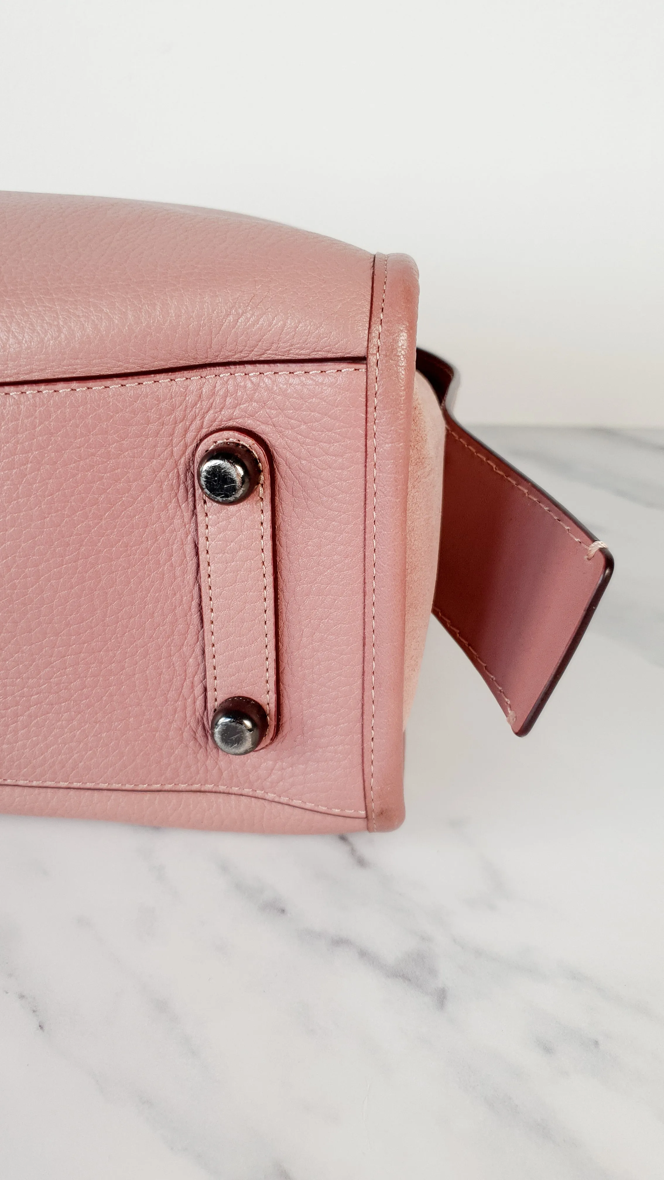Coach 1941 Rogue 31 in Dusty Rose Pink Mixed Leather with Burgundy Suede - Satchel Handbag