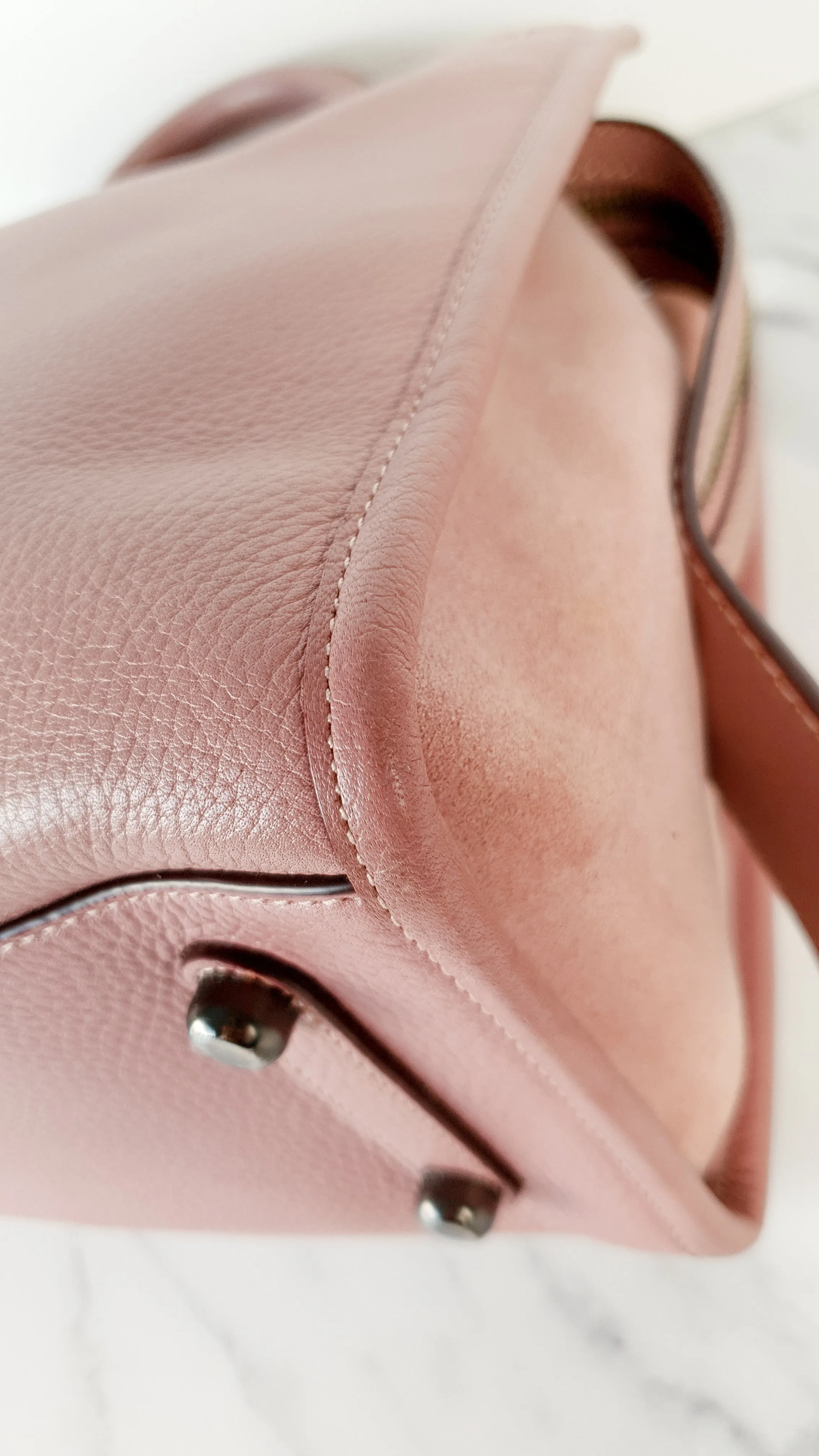 Coach 1941 Rogue 31 in Dusty Rose Pink Mixed Leather with Burgundy Suede - Satchel Handbag